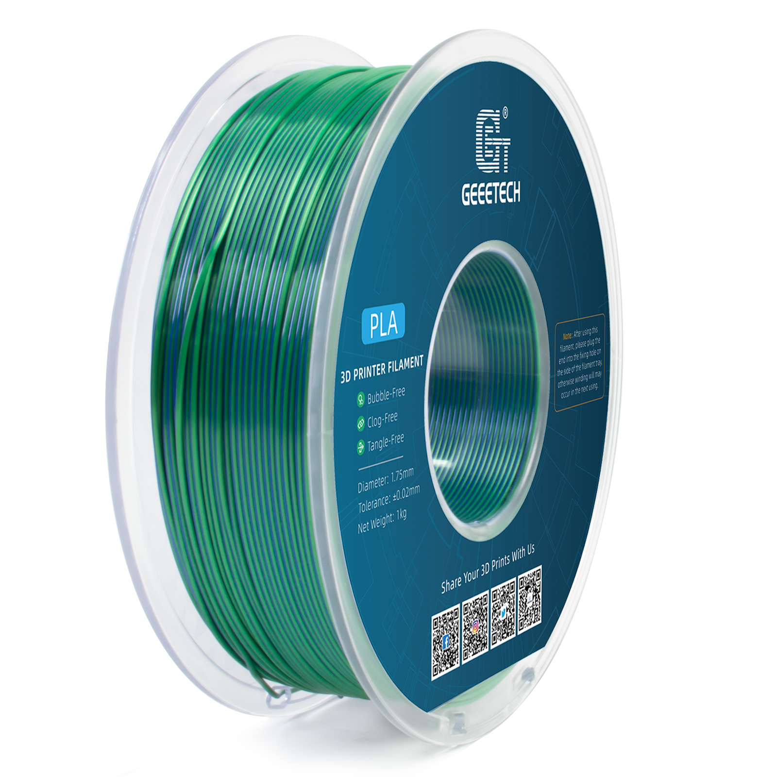 Geeetech 3D Printer Filament Silk PLA Dual Color Multi-color colorful 1.75mm 1KG