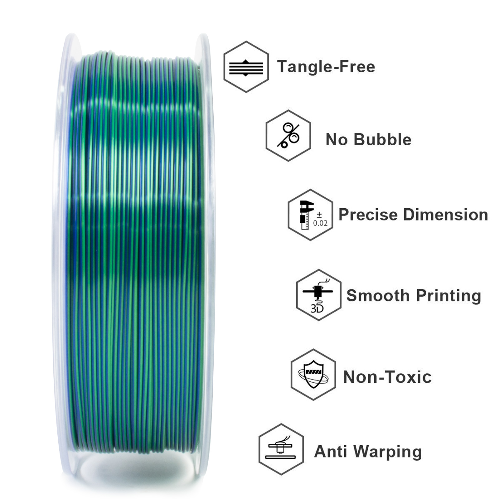 Geeetech 3D Printer Filament Silk PLA Dual Color Multi-color colorful 1.75mm 1KG