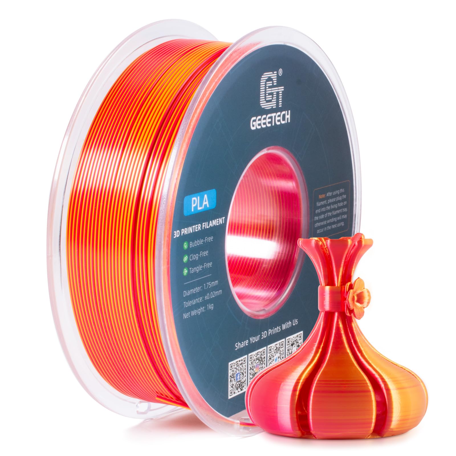 Geeetech 3D Printer Filament Silk PLA Dual Color Multi-color colorful 1.75mm 1KG