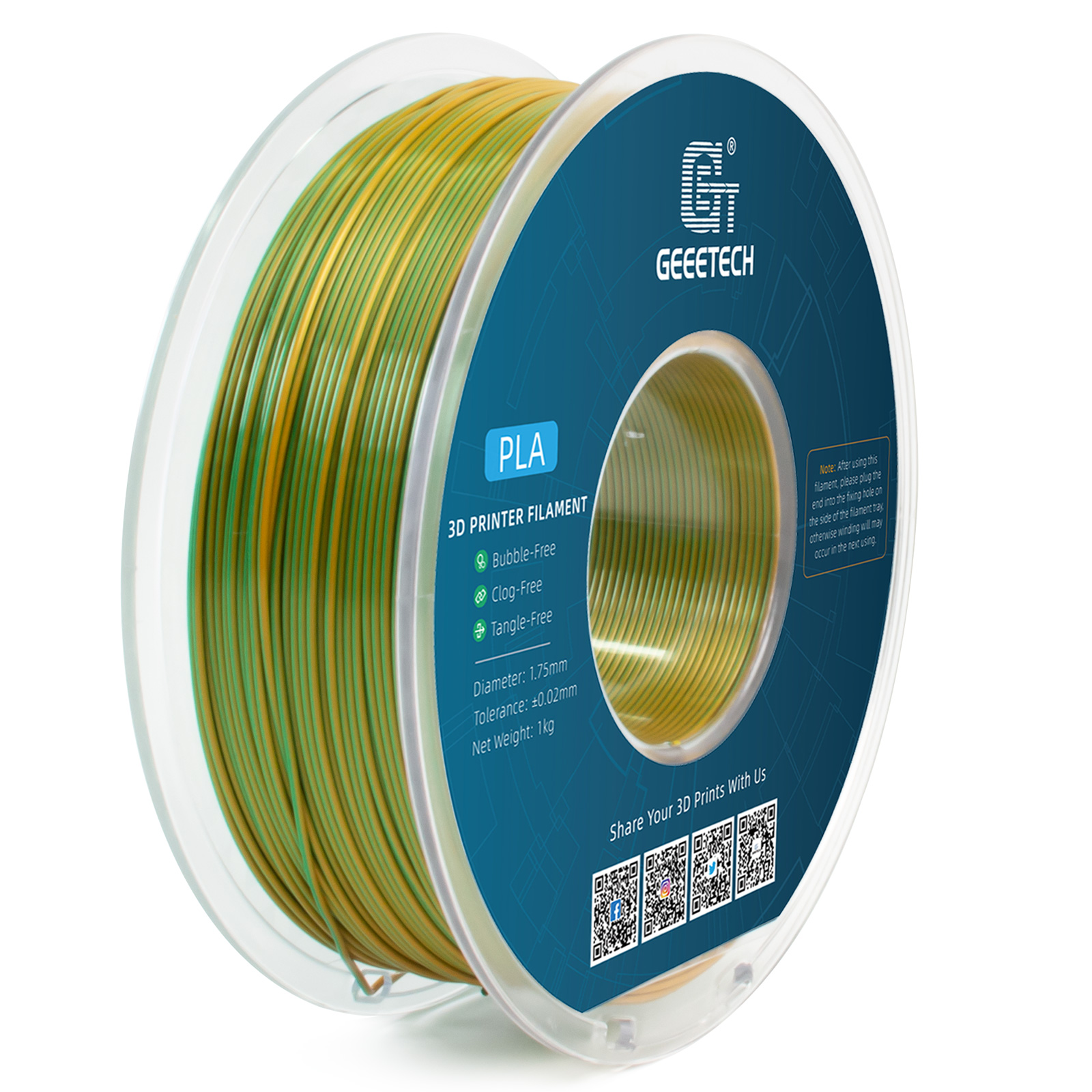 Geeetech 3D Printer Filament Silk PLA Dual Color Multi-color colorful 1.75mm 1KG