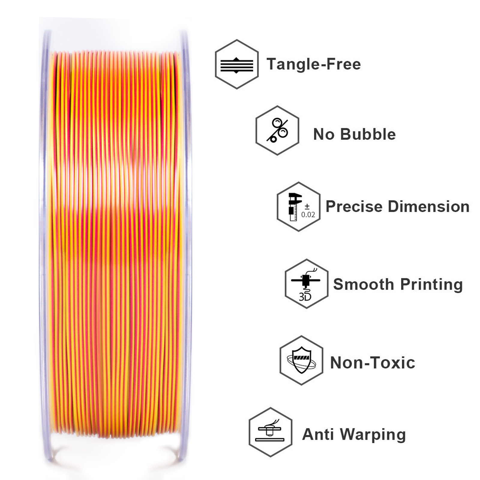 Geeetech 3D Printer Filament 1.75mm 1KG Silk Tricolor PLA Multi-color available