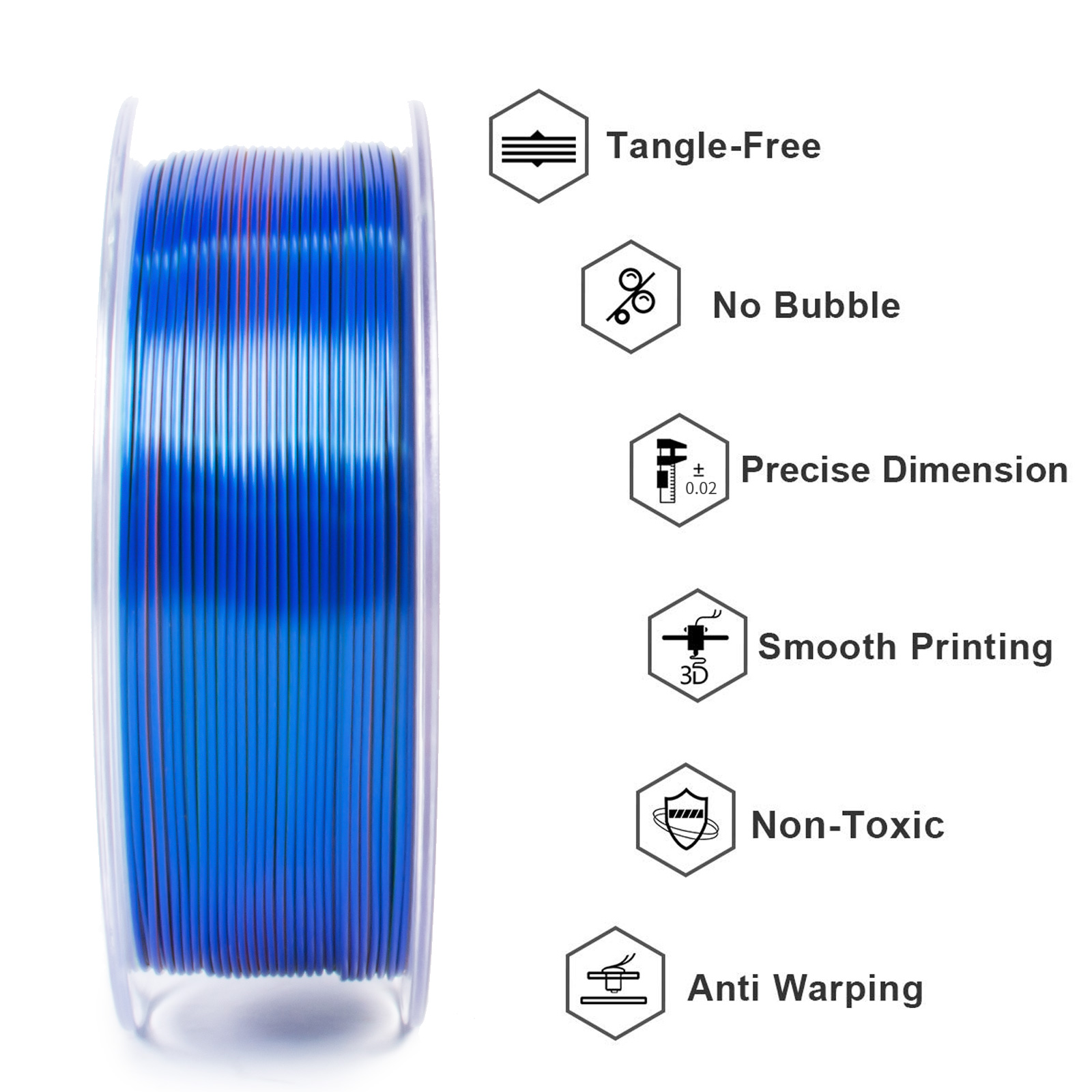 Geeetech 3D Printer Filament 1.75mm 1KG Silk Tricolor PLA Multi-color available