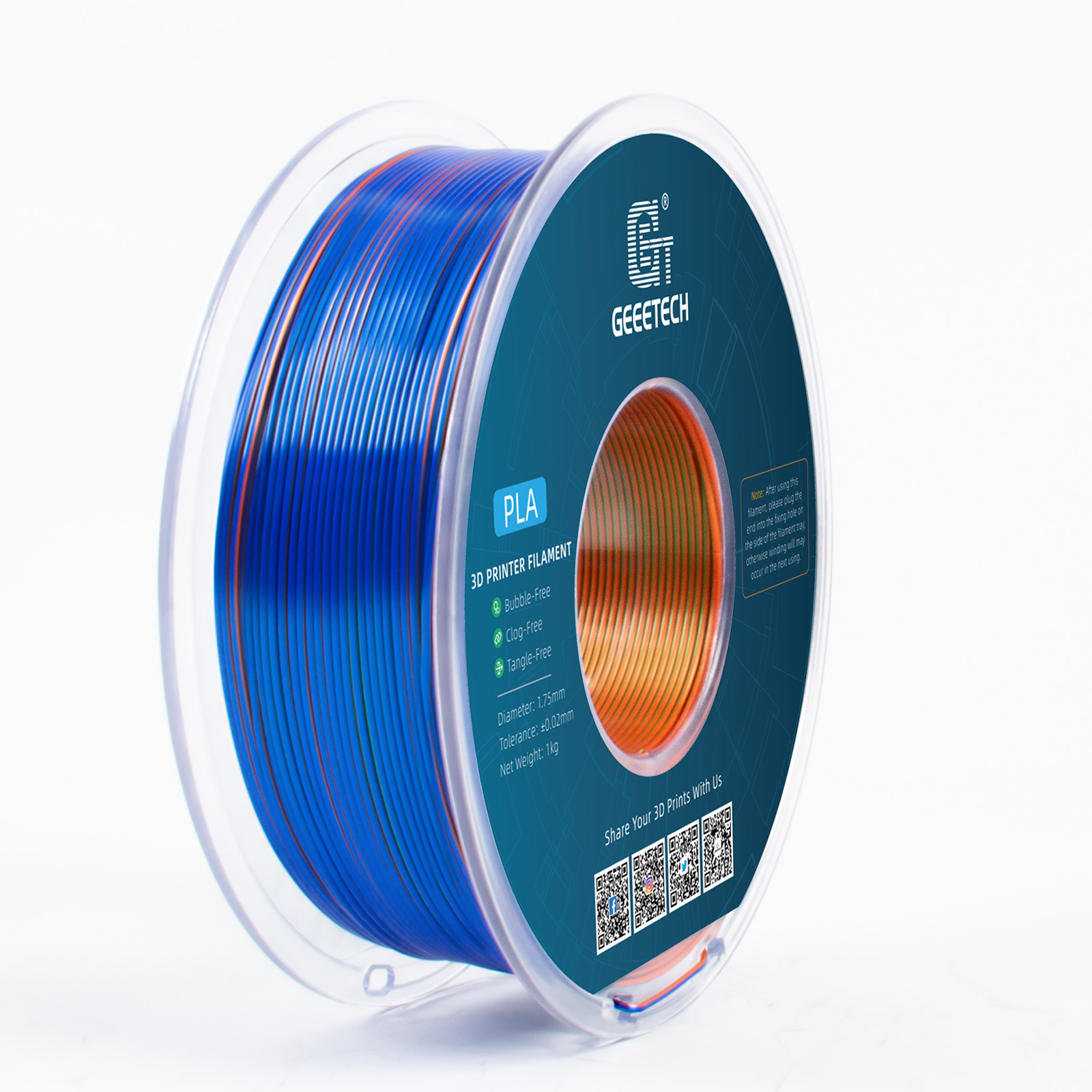 Geeetech 3D Printer Filament 1.75mm 1KG Silk Tricolor PLA Multi-color available