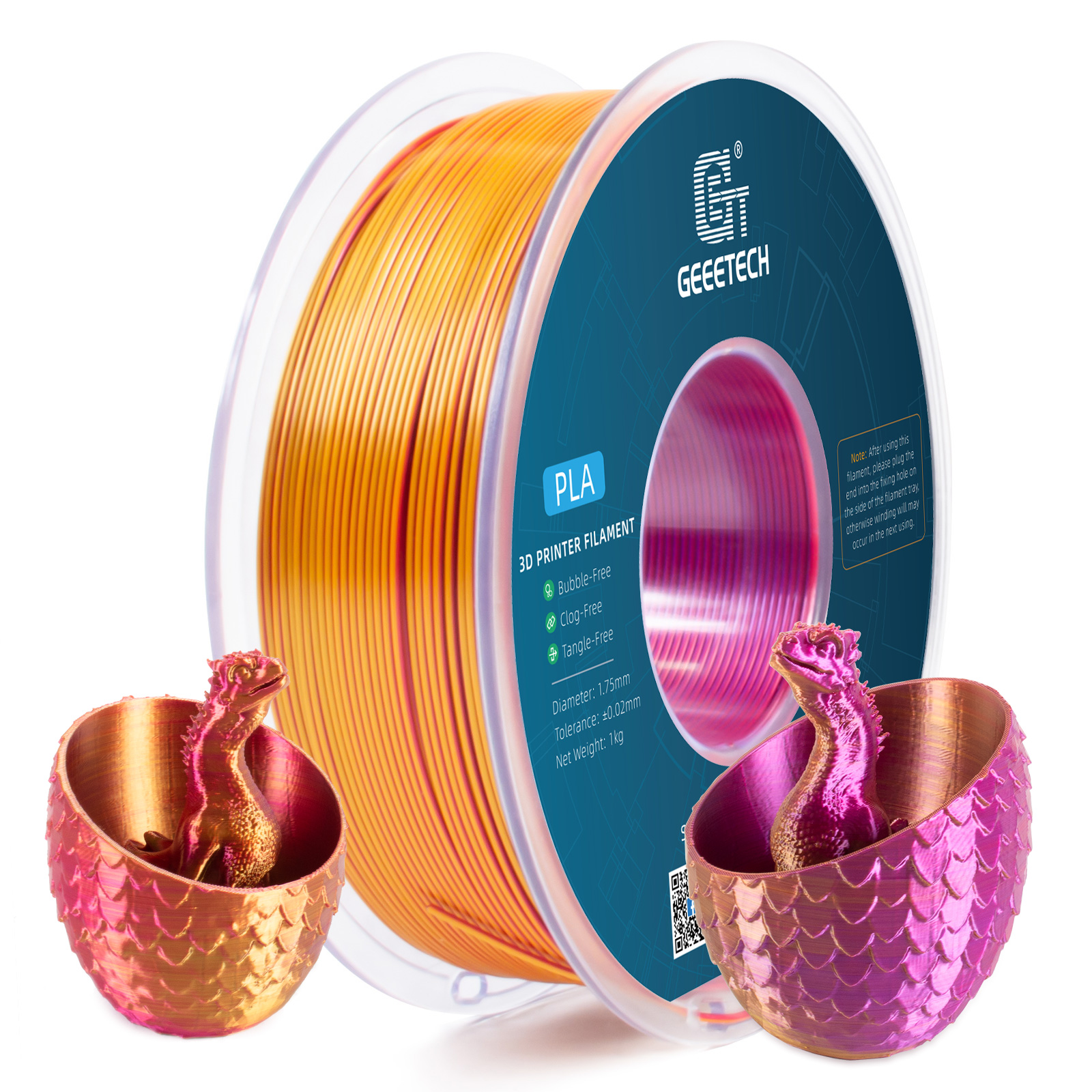 Geeetech 3D Printer Filament 1.75mm 1KG Silk Tricolor PLA Multi-color available