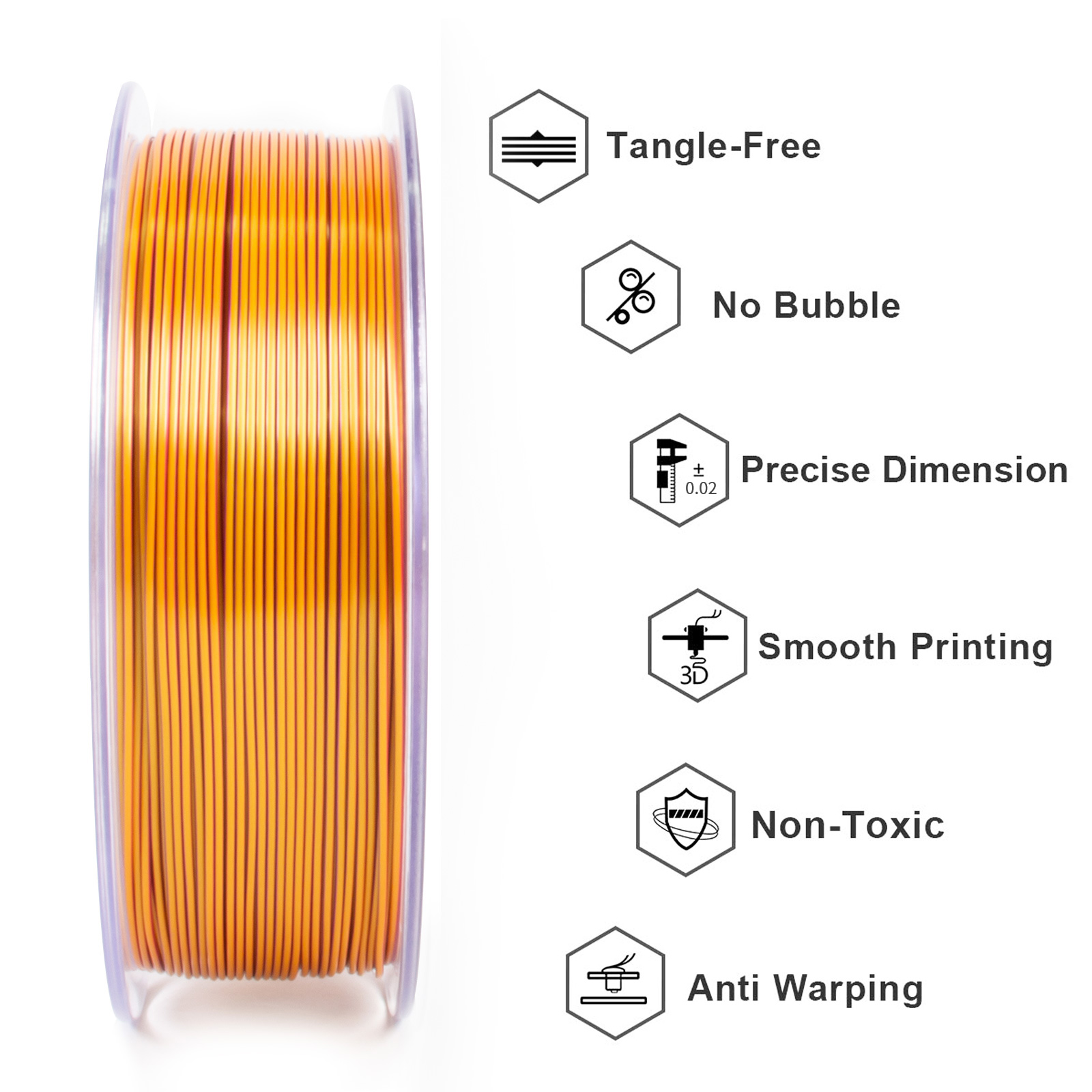 Geeetech 3D Printer Filament 1.75mm 1KG Silk Tricolor PLA Multi-color available