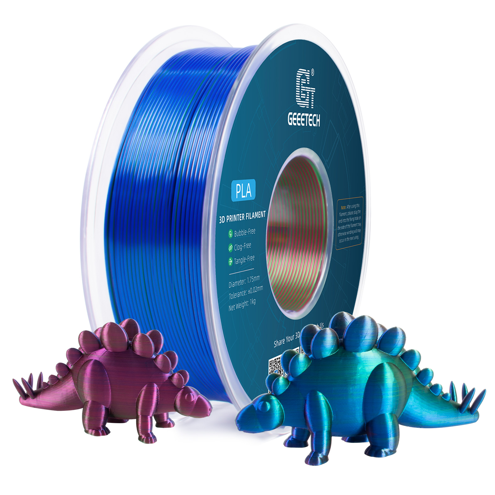 Geeetech 3D Printer Filament 1.75mm 1KG Silk Tricolor PLA Multi-color available