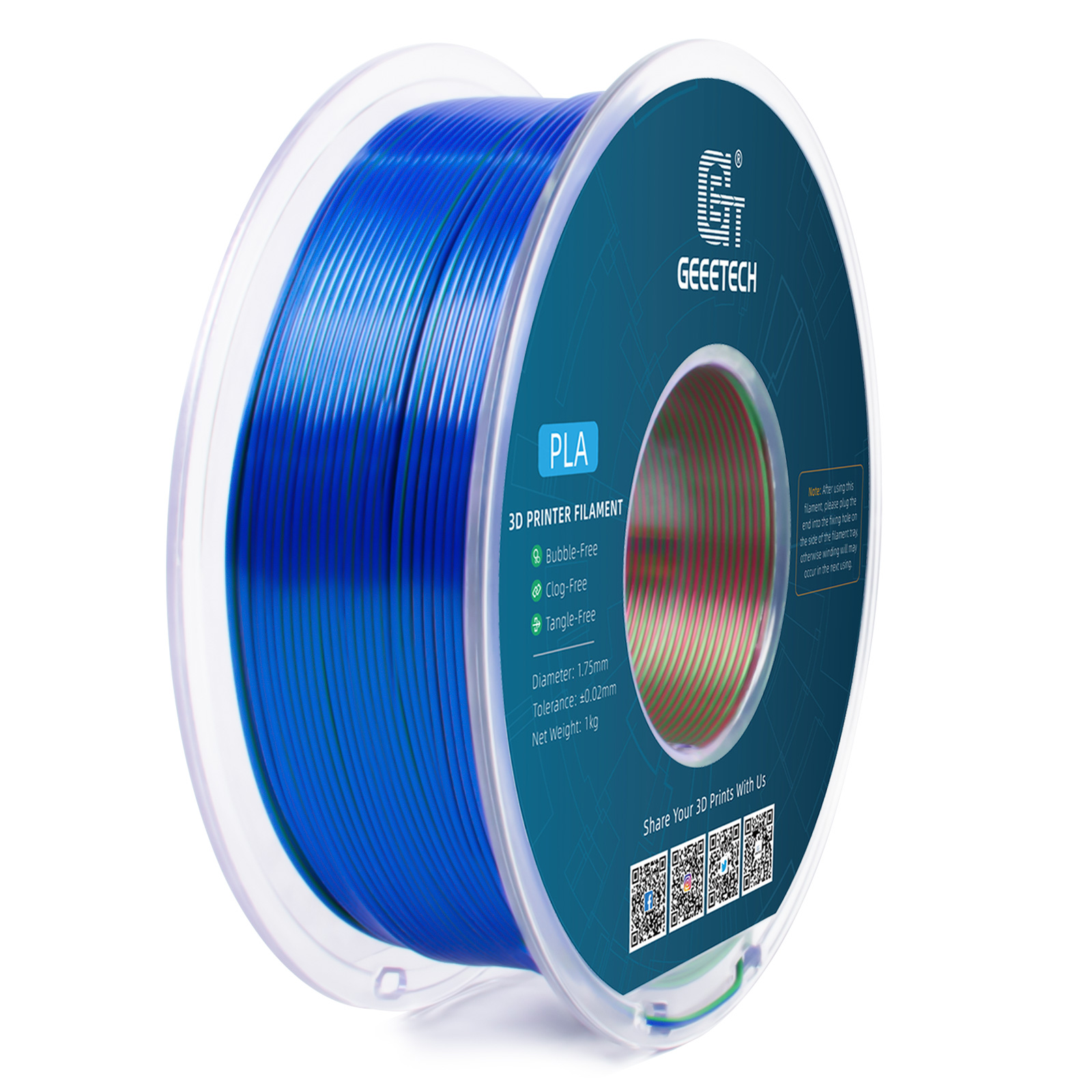 Geeetech 3D Printer Filament 1.75mm 1KG Silk Tricolor PLA Multi-color available