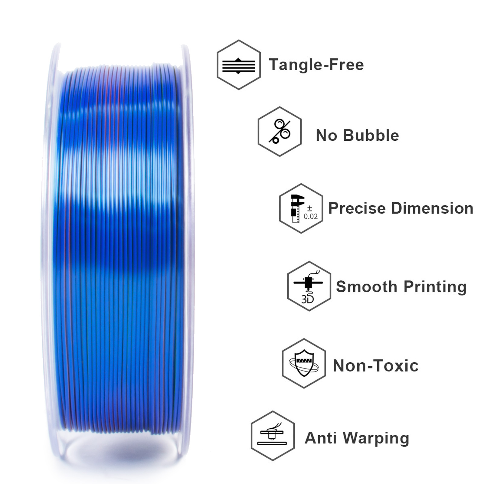 Geeetech 3D Printer Filament 1.75mm 1KG Silk Tricolor PLA Multi-color available