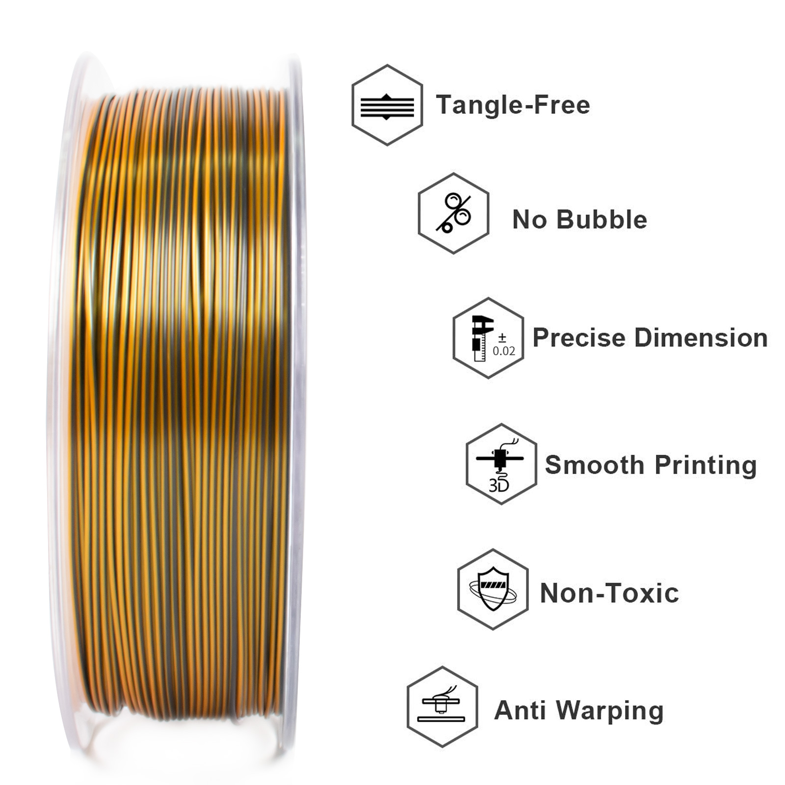 Geeetech 3D Printer Filament 1.75mm 1KG Silk Tricolor PLA Multi-color available