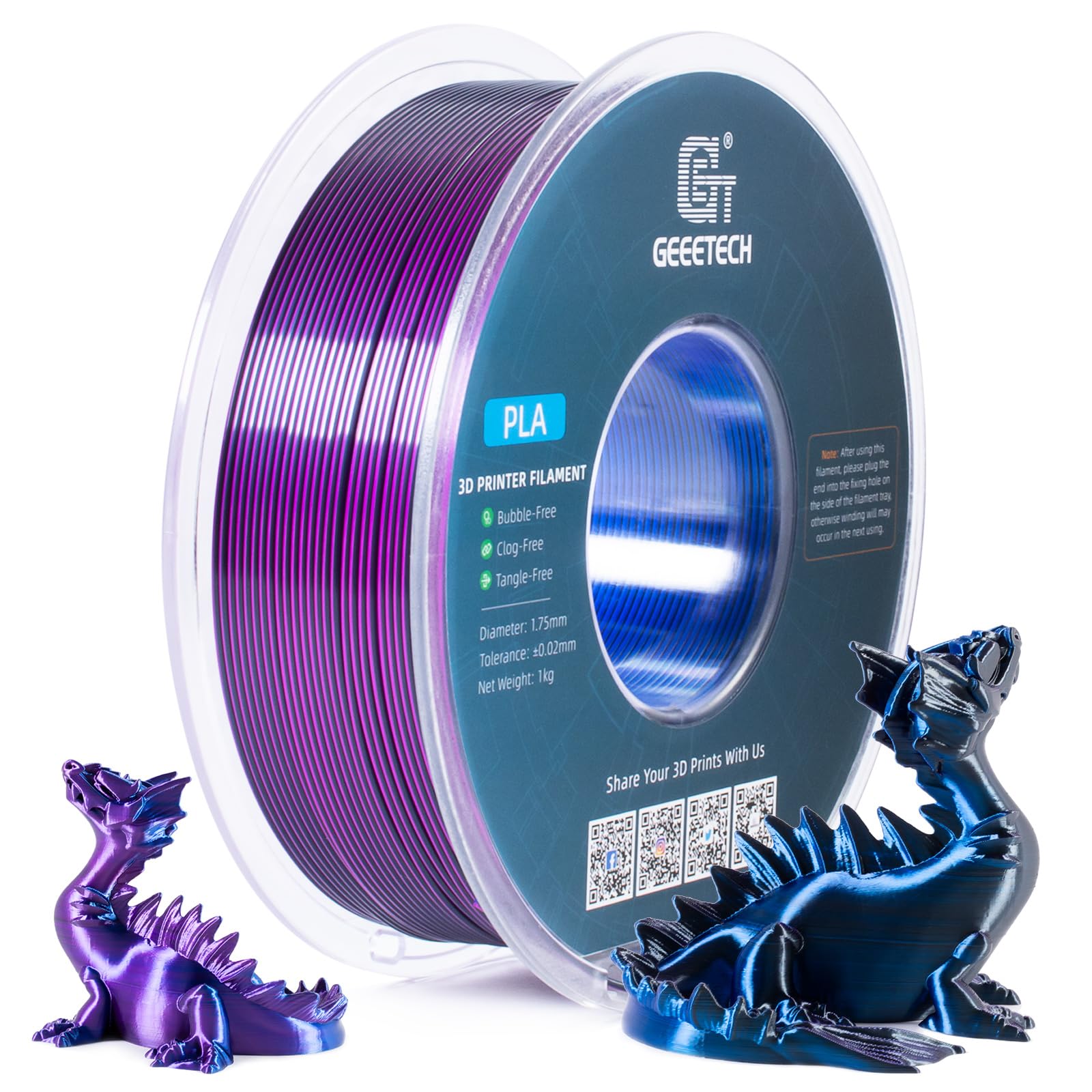 Geeetech 3D Printer Filament 1.75mm 1KG Silk Tricolor PLA Multi-color available