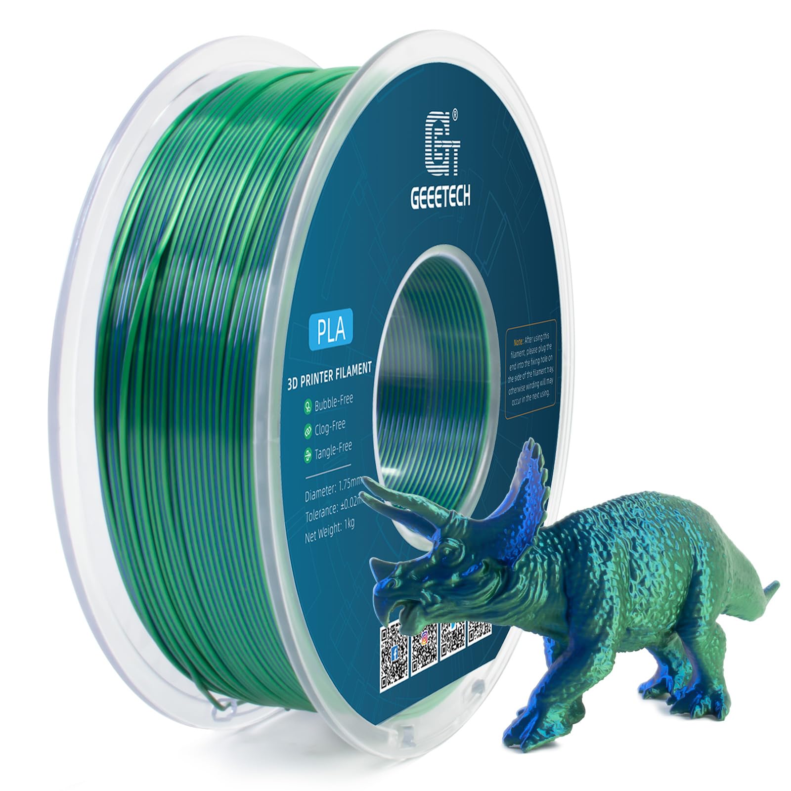 1KG 1.75mm Silk PLA GEEETECH 3D Printer Filament Dual/Tricolor Silk Gradient PLA