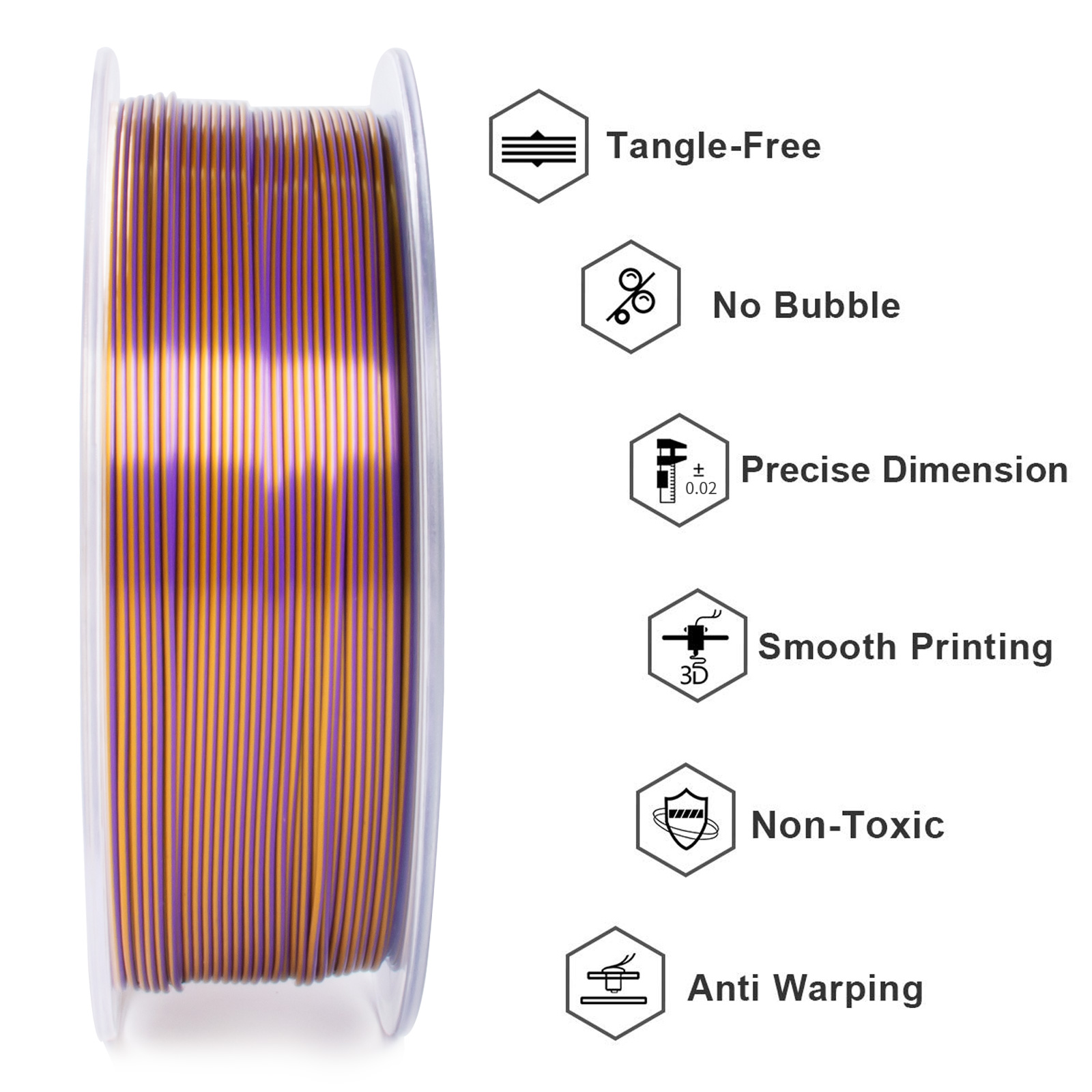 GEEETECH 3D Printer Filament Silk/Two-color/Tricolor Change PLA 1.75mm 1KG/Roll