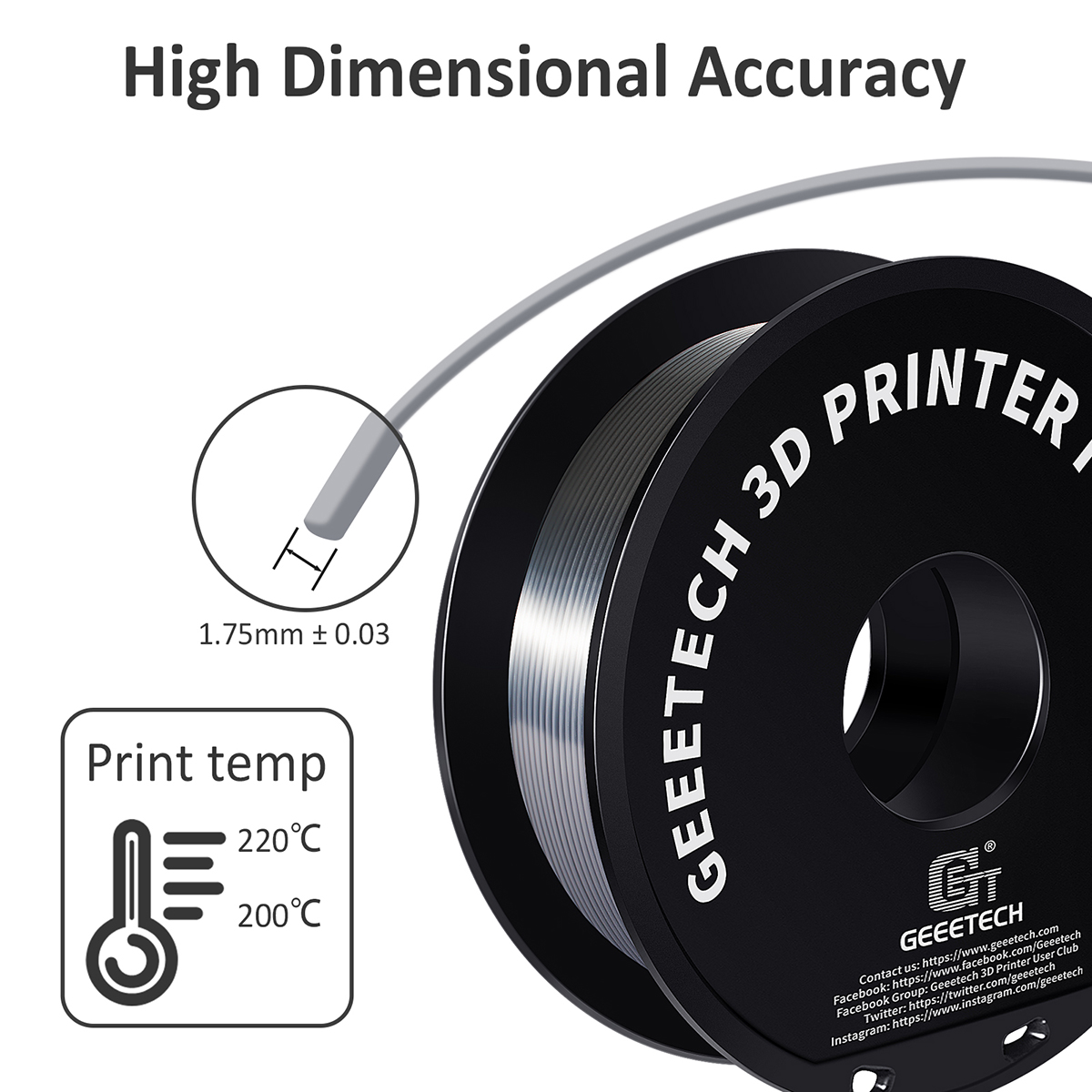 GEEETECH 3D Printer Filament Silk/Two-color/Tricolor Change PLA 1.75mm 1KG/Roll