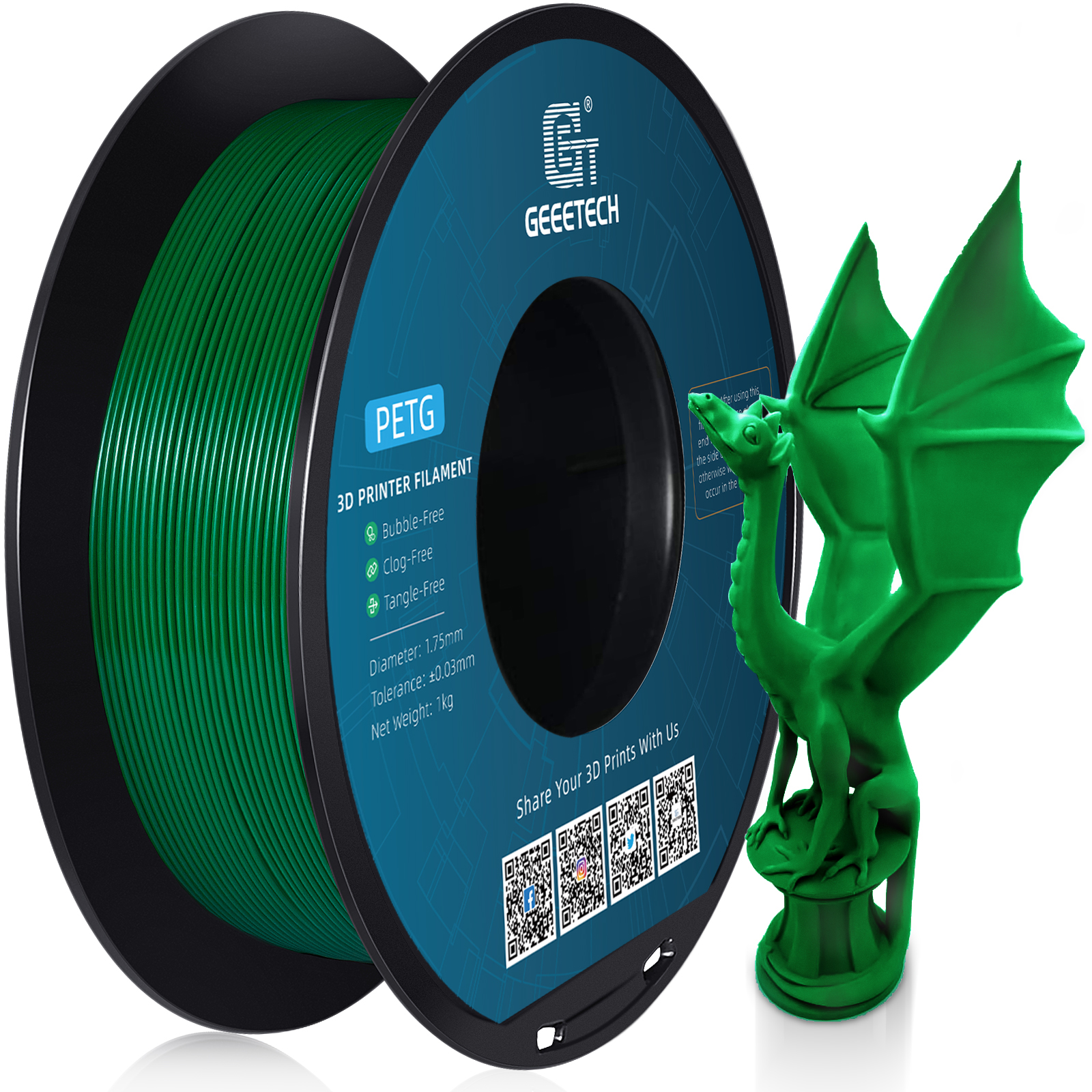 GEEETECH 3D Printer Filament 1KG/roll PLA/ABS+/PETG/TPU/Matte PLA Consumables US