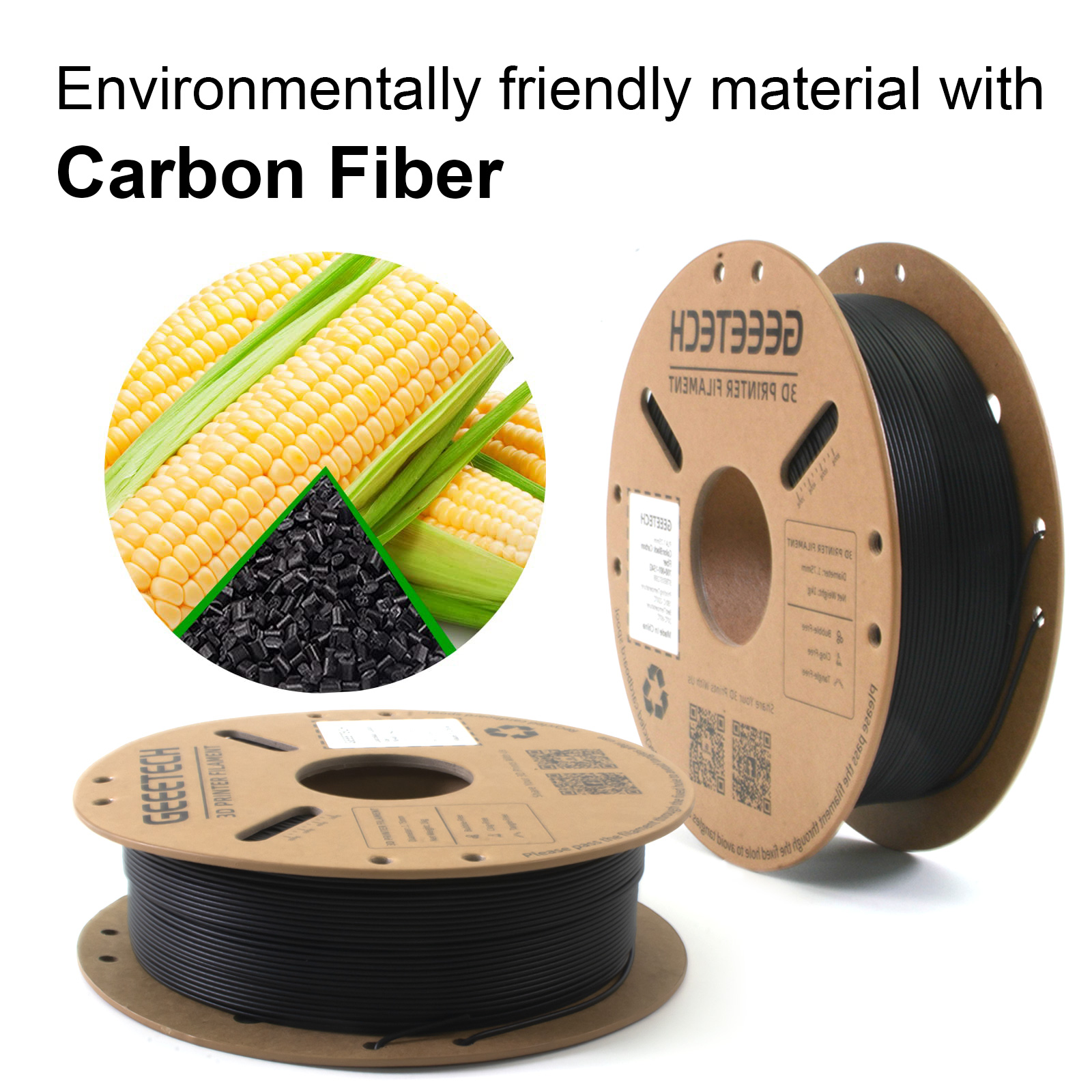 1kg/Rol 1.75mm Carbon Fiber PLA Geeetech 3D Filament High Stiffness eco-friendly