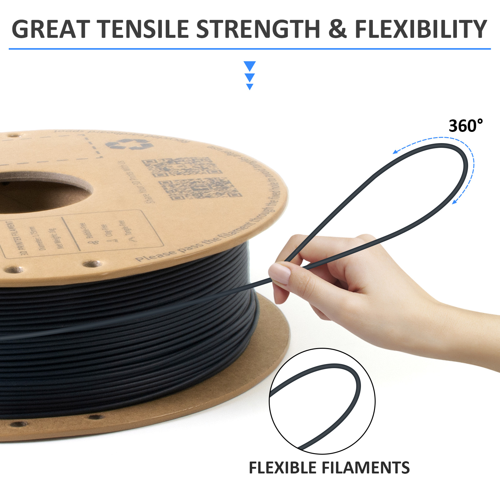 1kg/Rol 1.75mm Carbon Fiber PLA Geeetech 3D Filament High Stiffness eco-friendly