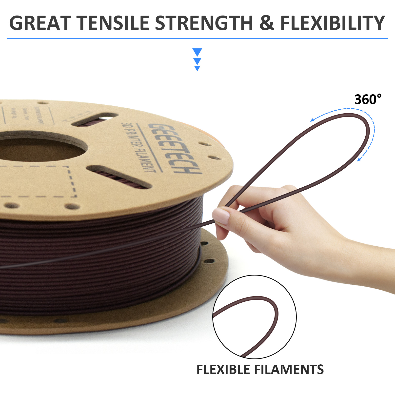 1kg/Rol 1.75mm Carbon Fiber PLA Geeetech 3D Filament High Stiffness eco-friendly