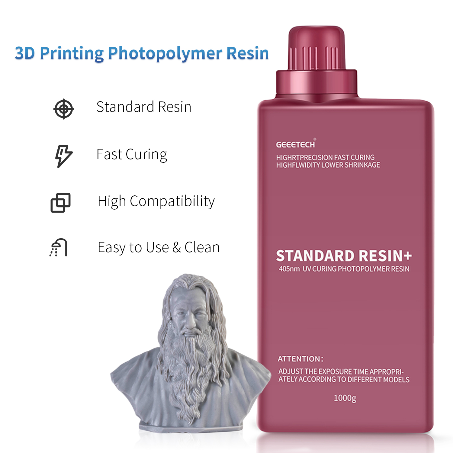 【Compre 4 y obtenga 2 gratis, agregue 6】 Impresora 3D GEEETECH SLA/LCD 1 KG UV 405 nm resina estándar - Imagen 20 de 65