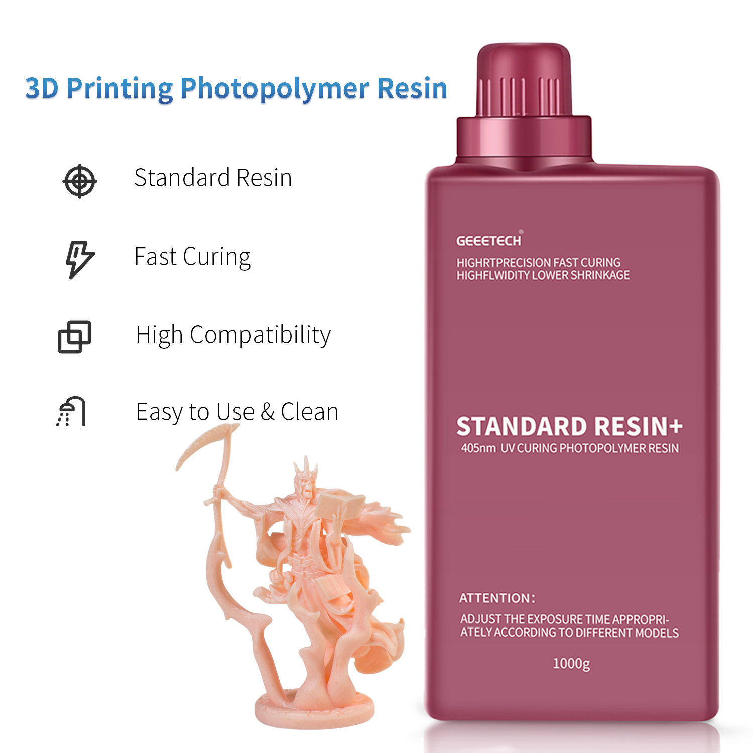 【Compre 4 y obtenga 2 gratis, agregue 6】 Impresora 3D GEEETECH SLA/LCD 1 KG UV 405 nm resina estándar - Imagen 44 de 65