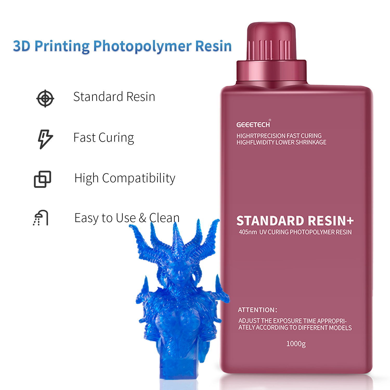 【Compre 4 y obtenga 2 gratis, agregue 6】 Impresora 3D GEEETECH SLA/LCD 1 KG UV 405 nm resina estándar - Imagen 51 de 65