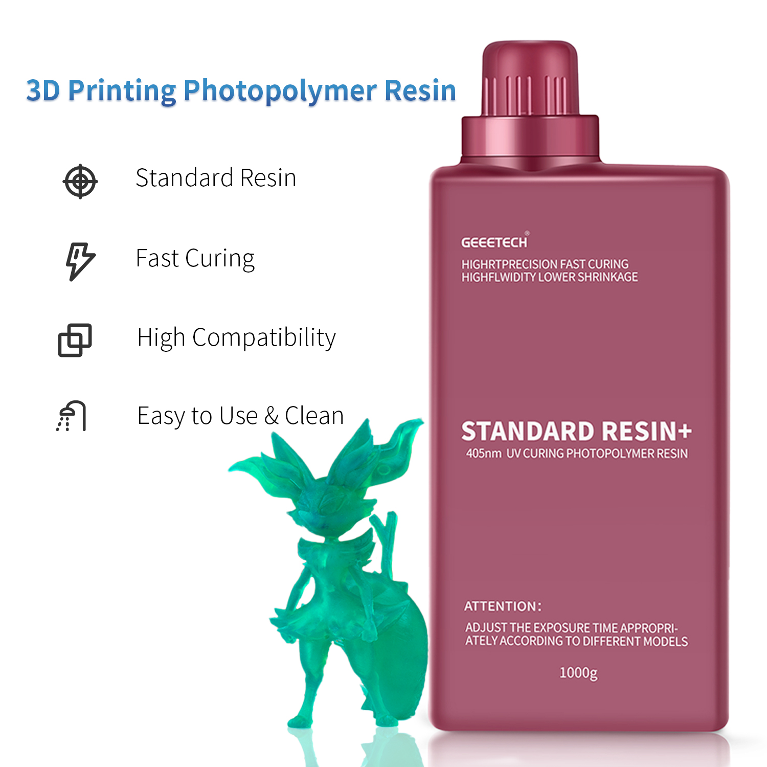 【Compre 4 y obtenga 2 gratis, agregue 6】 Impresora 3D GEEETECH SLA/LCD 1 KG UV 405 nm resina estándar - Imagen 60 de 65