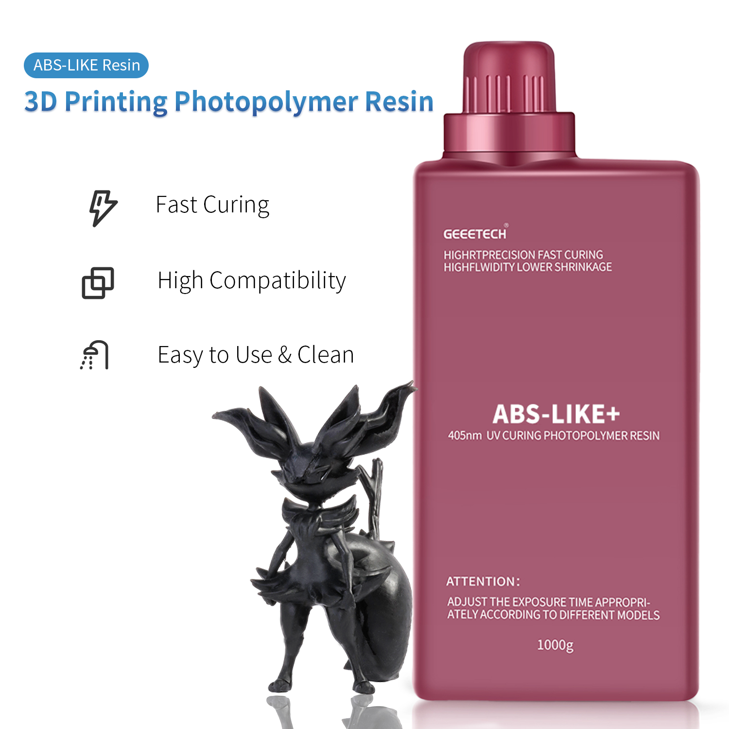 【Buy 4 Get 2 Free,Add 6】GEEETECH 1KG SLA/LCD 3D Printer ABS-LIKE 405nm UV Resin - Picture 47 of 61