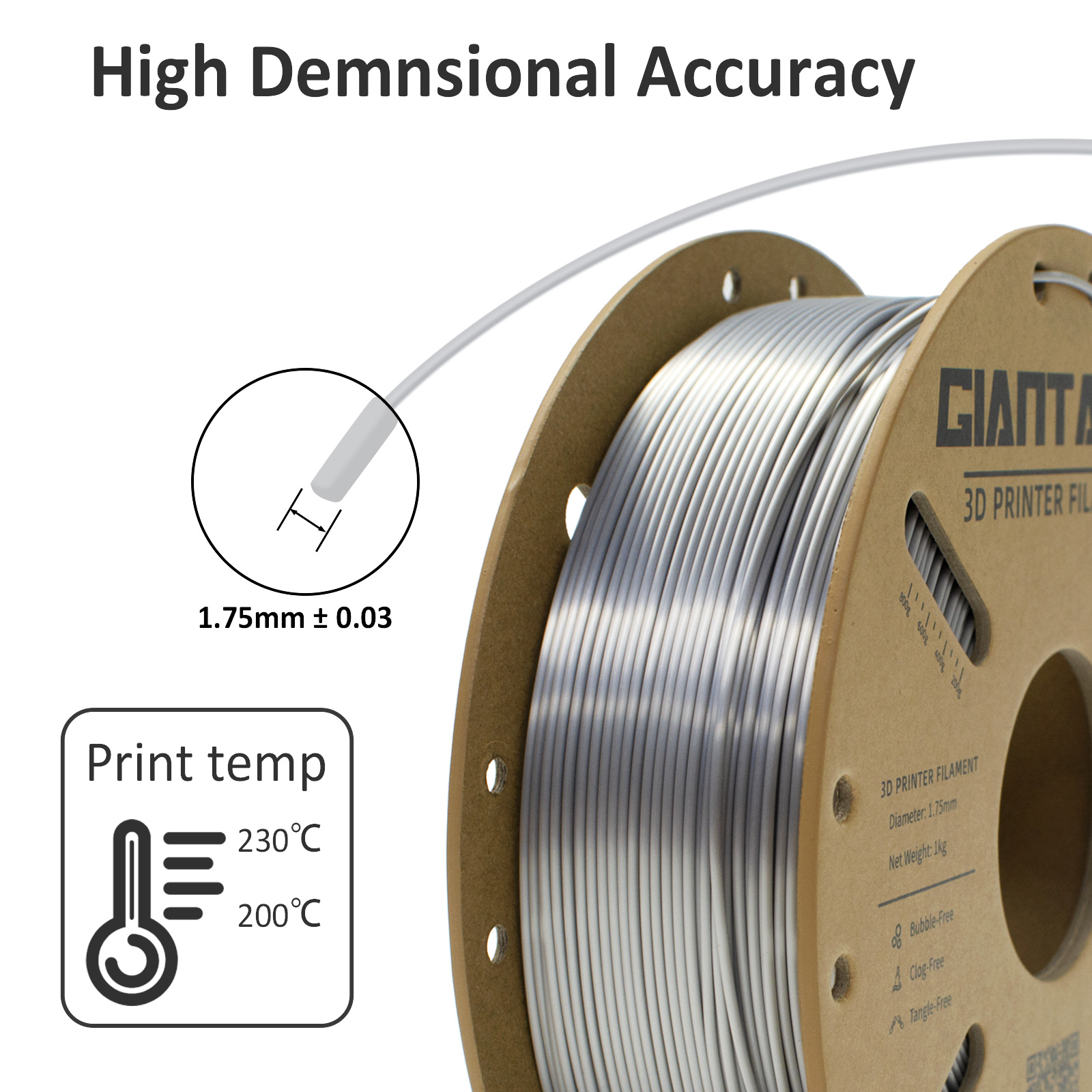 GIANTARM 3D Drucker Filament Seide PLA 1,75mm 1kg Einzeln Seide Farben Filament - Bild 5
