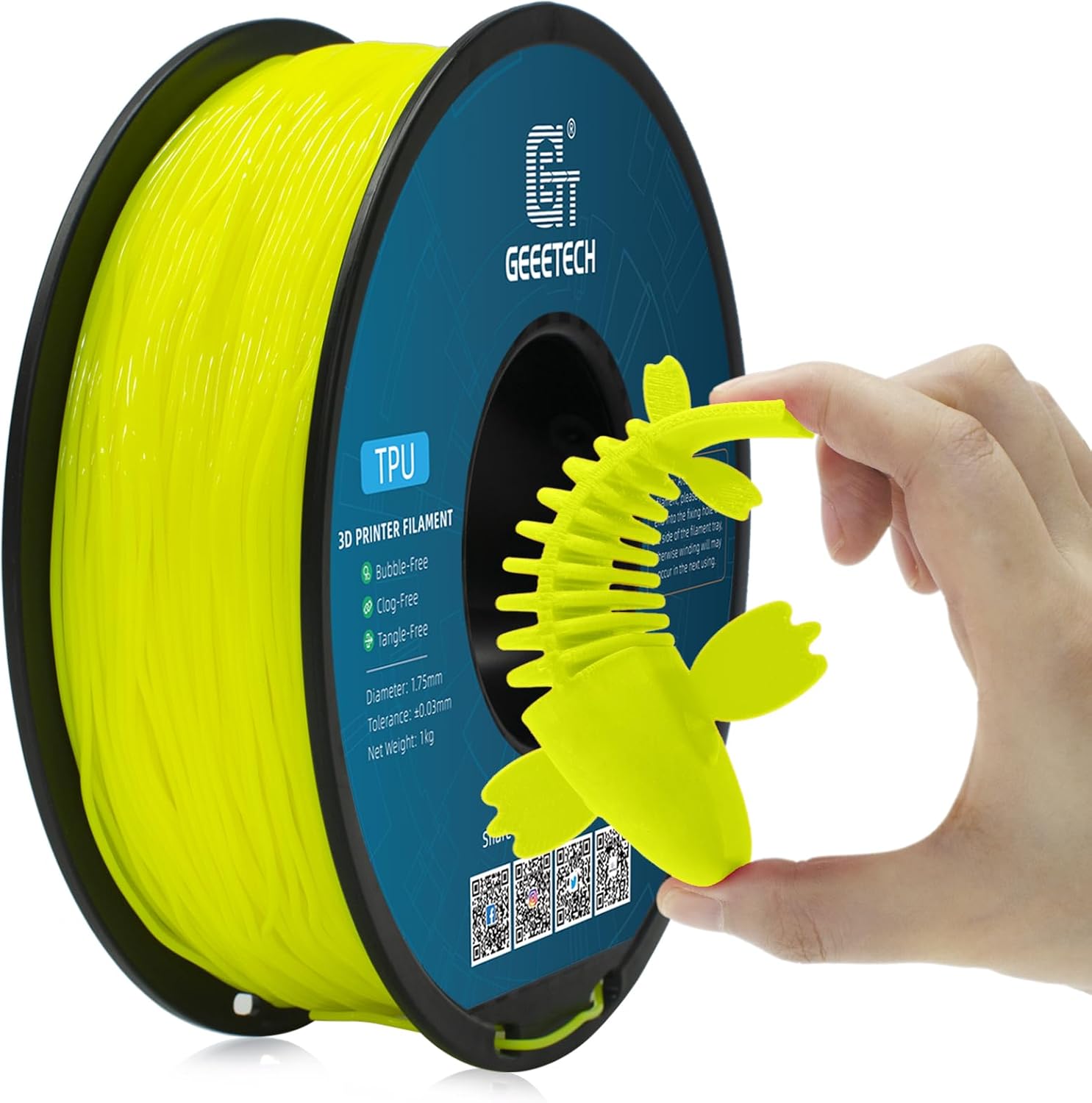 Geeetech 3D Printer Filament TPU 1.75mm 1KG Per Roll 22 Color Consumables New US