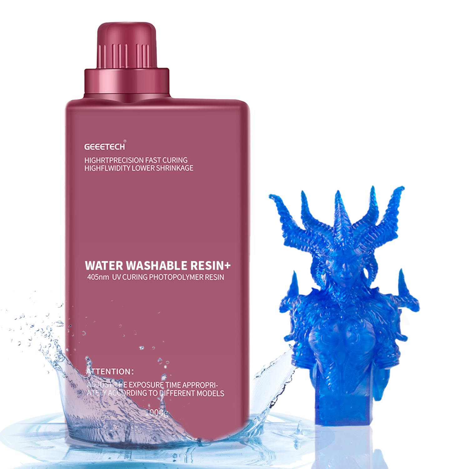 【Buy 4 Get 2 Free,Add 6】Geeetech 3D Printer Water Washable Resin 1KG 405nm UV US - Picture 17 of 18