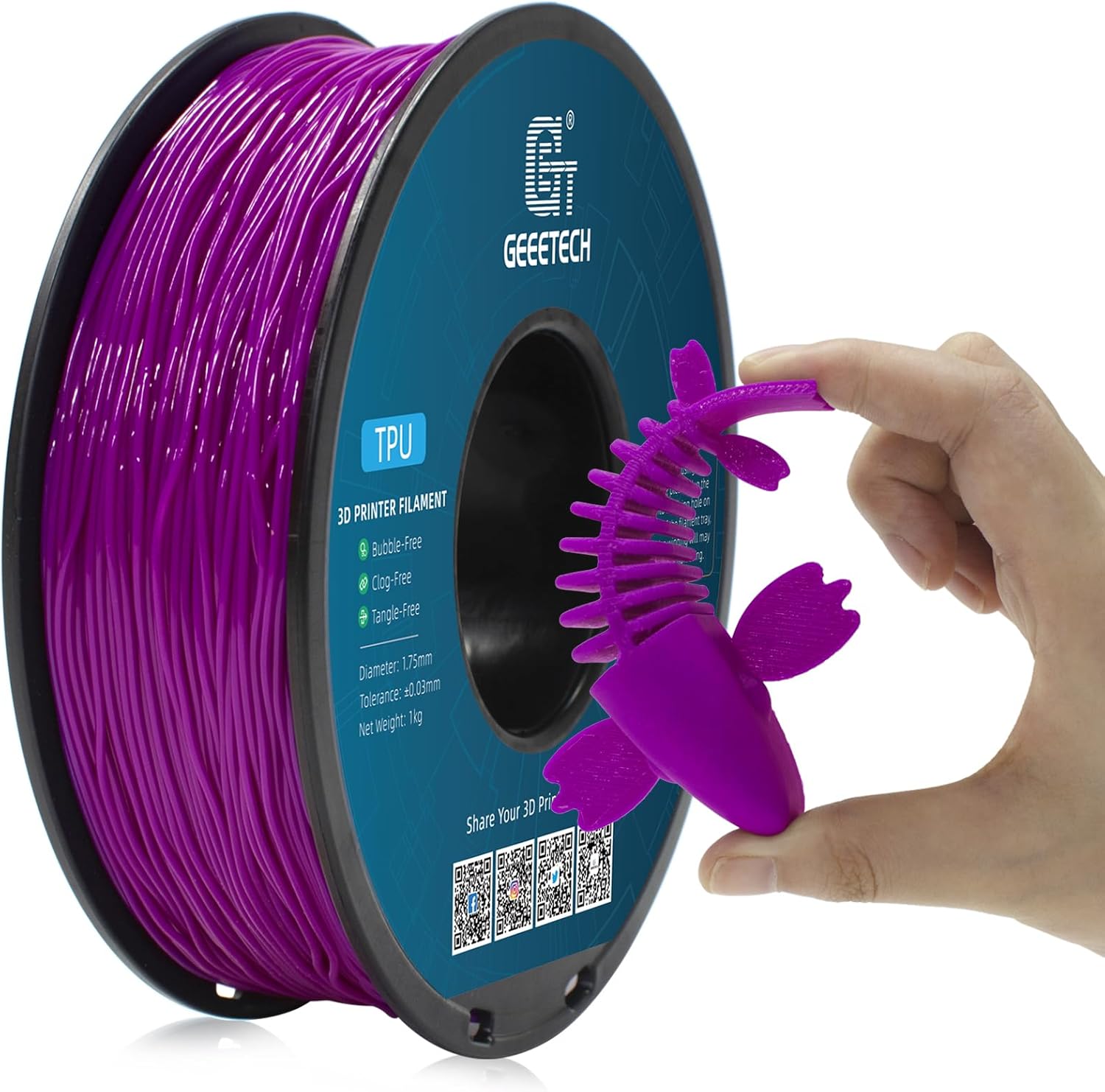 GEEETECH TPU Filament Solid Color 1kg/Roll 1.75mm Flexible For 3D Printer US