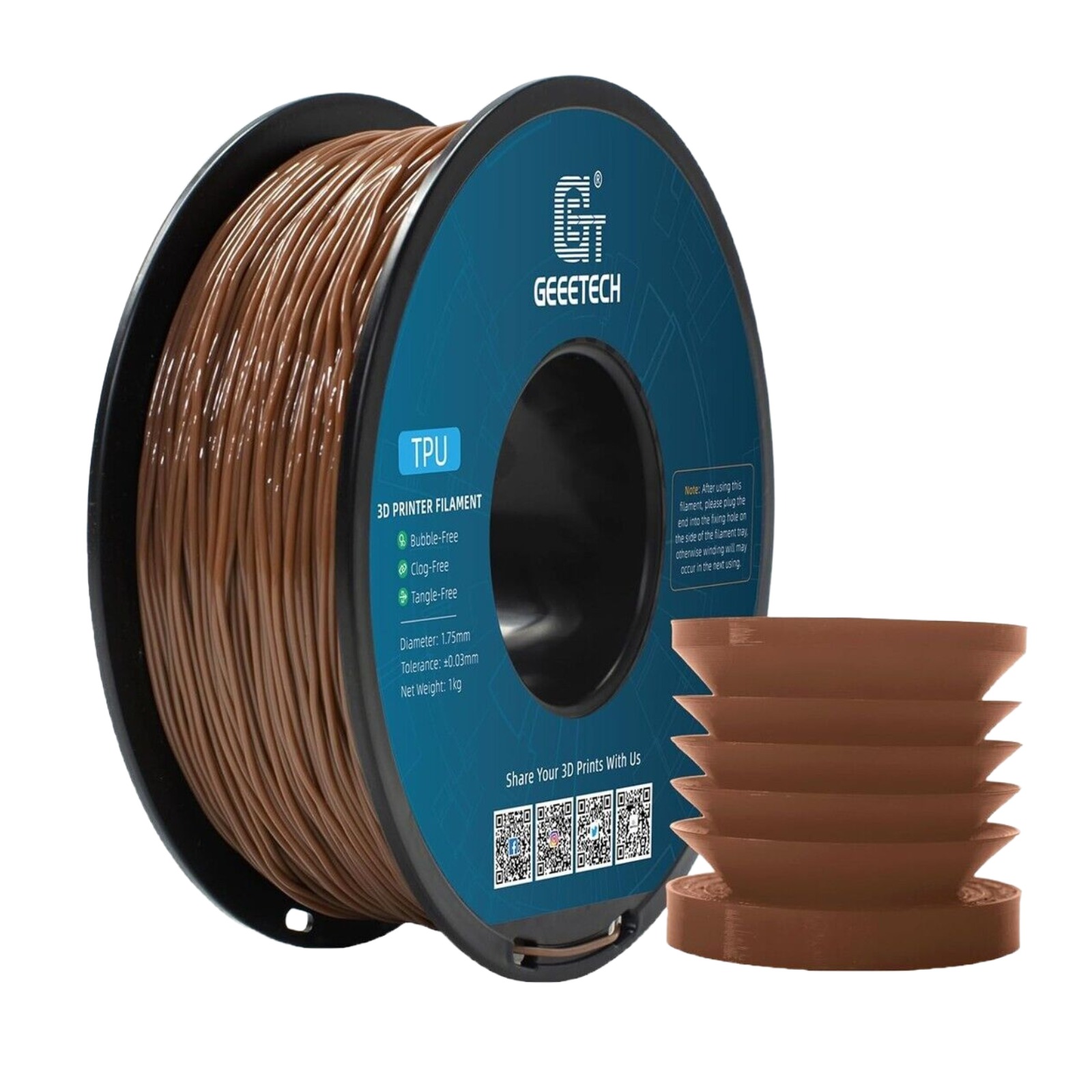 GEEETECH TPU Filament Solid Color 1kg/Roll 1.75mm Flexible For 3D Printer US