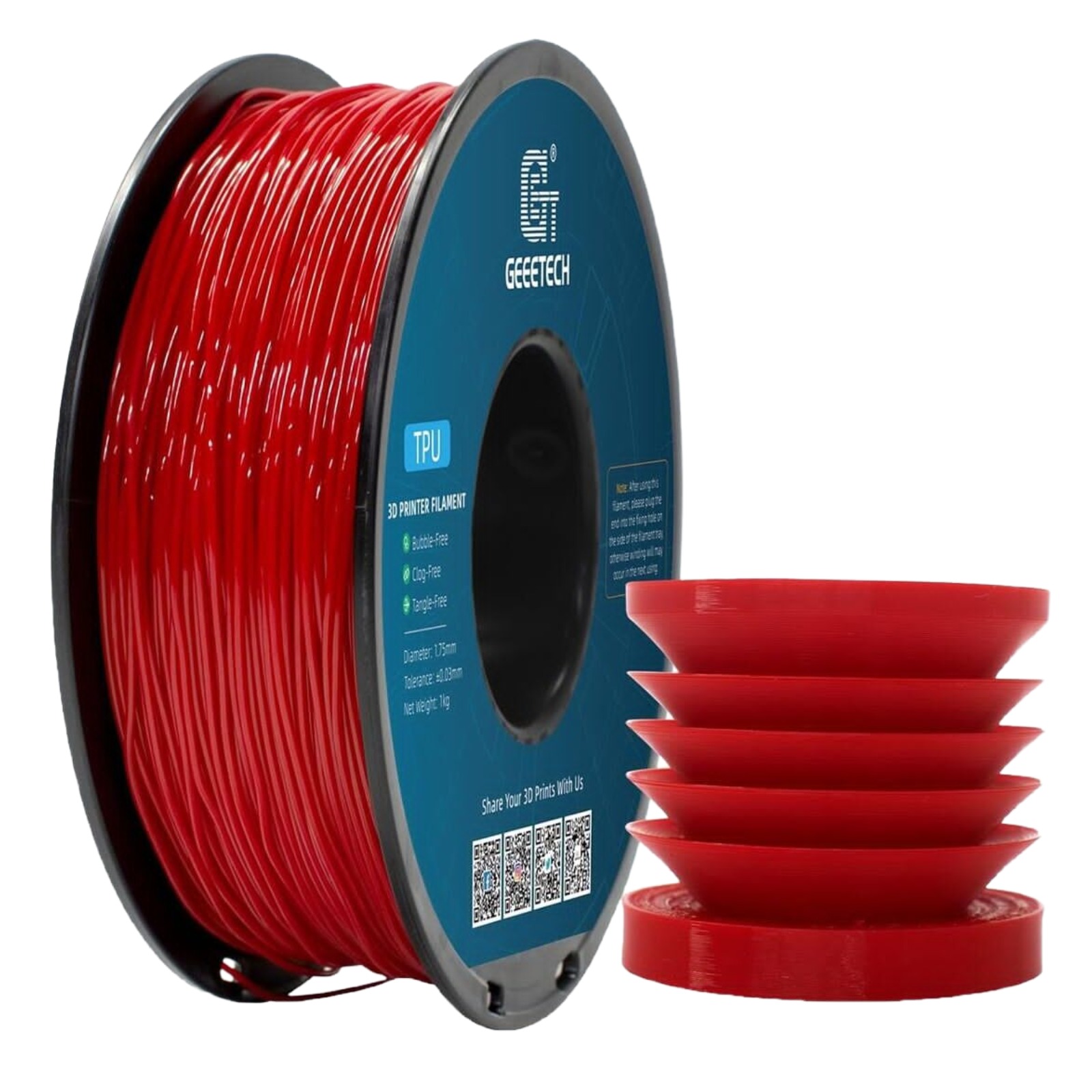 GEEETECH TPU Filament Solid Color 1kg/Roll 1.75mm Flexible For 3D Printer US