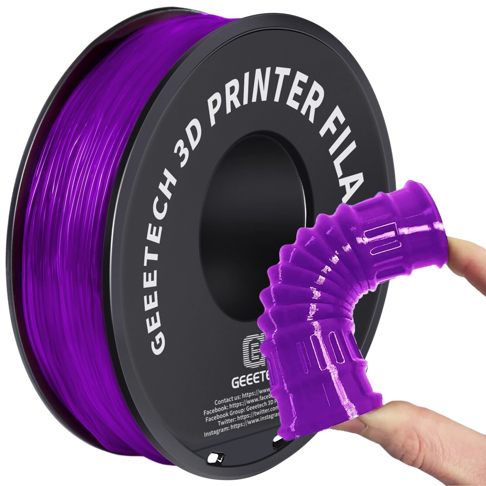 1kg/Rol GEEETECH 3D Printer Filament TPU Transparent & Solid 1.75mm Flexible 95A