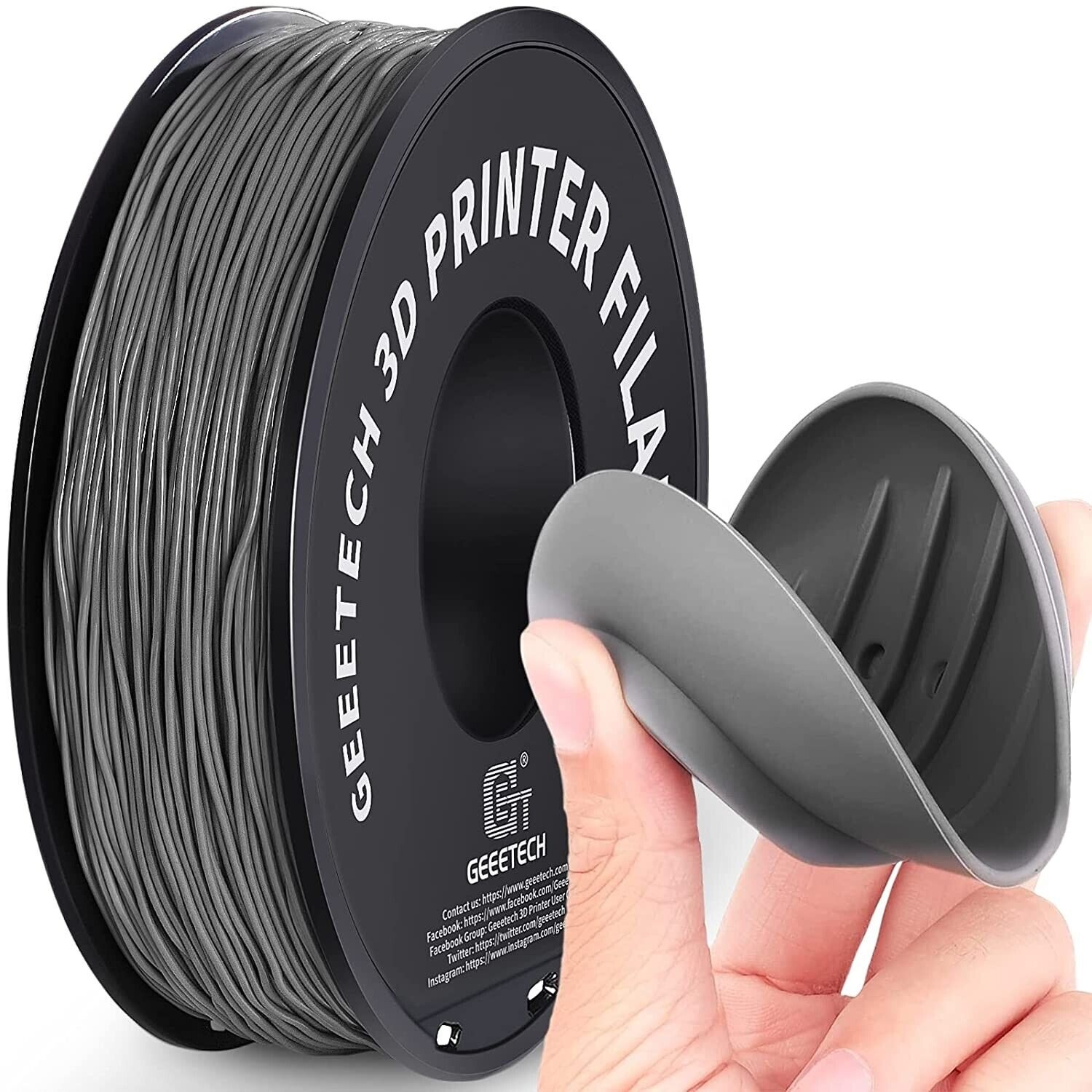 1kg/Rol GEEETECH 3D Printer Filament TPU Transparent & Solid 1.75mm Flexible 95A