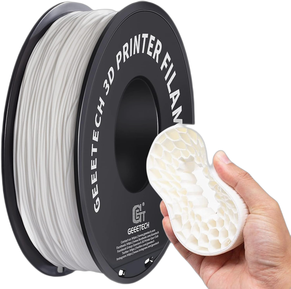 1kg/Rol GEEETECH 3D Printer Filament TPU Transparent & Solid 1.75mm Flexible 95A