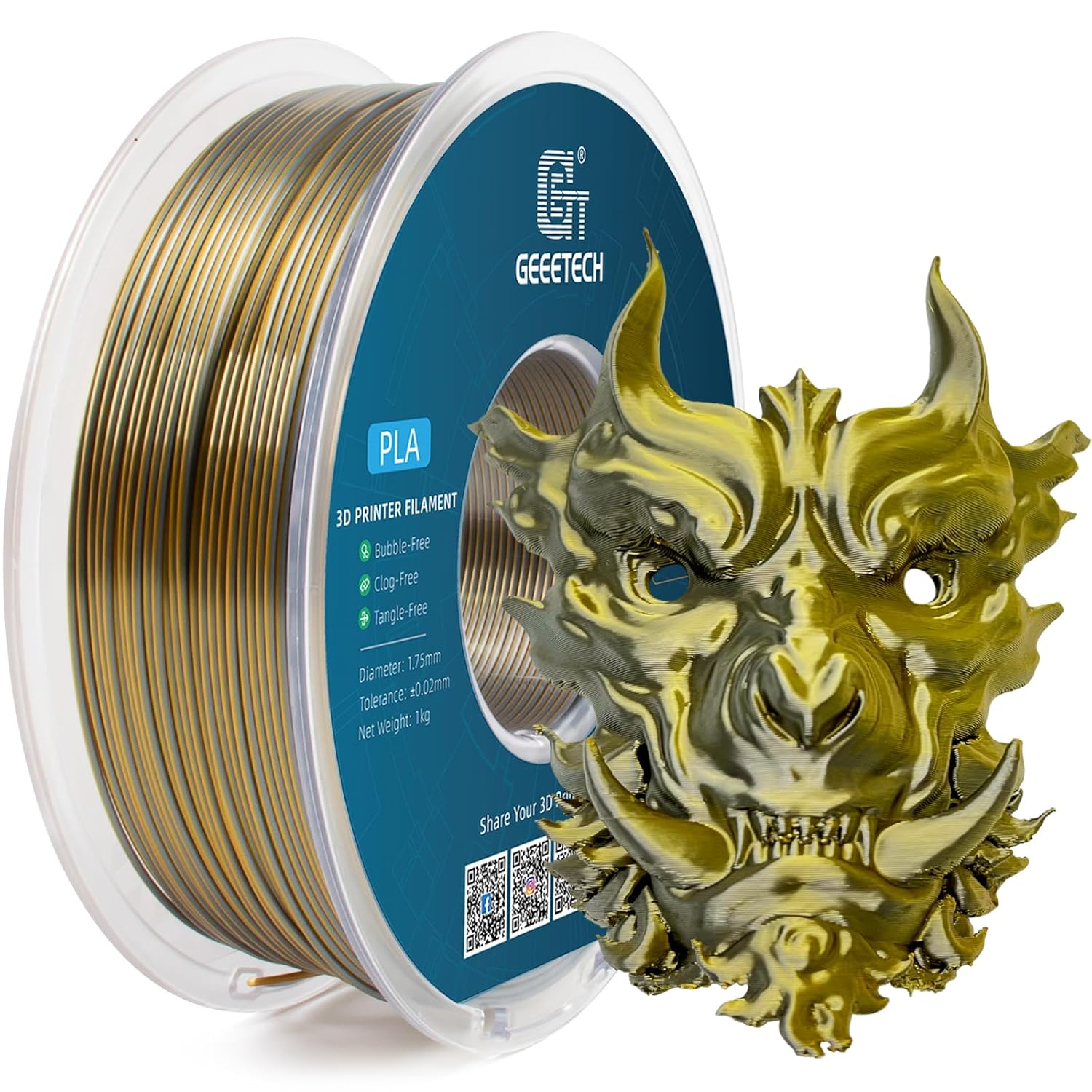 Geeetech Filament Silk PLA Dual Gradient Multi-Color 1.75mm 1KG For 3D Printer - Picture 27 of 51