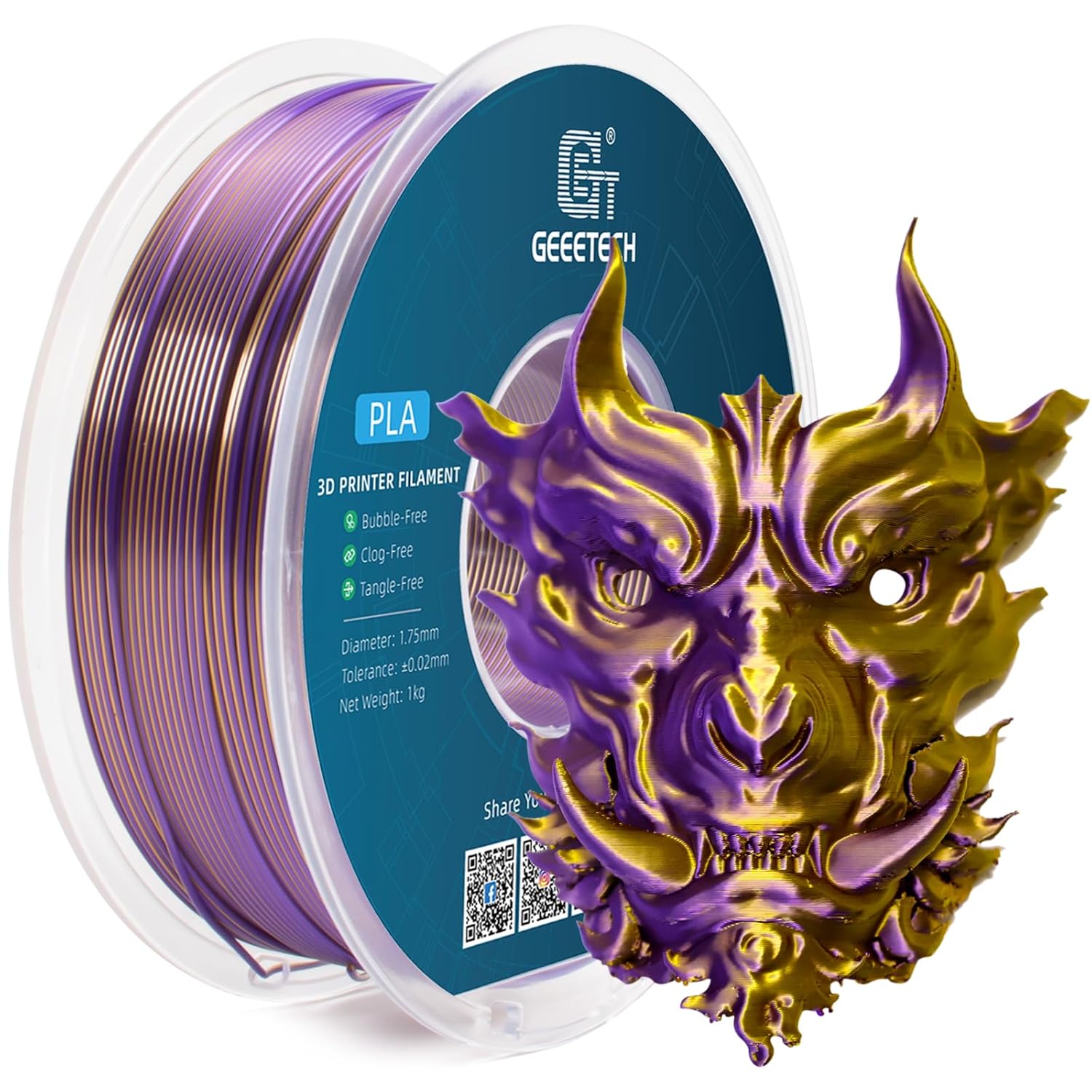 Geeetech Filament Silk PLA Dual Gradient Multi-Color 1.75mm 1KG For 3D Printer - Picture 34 of 51