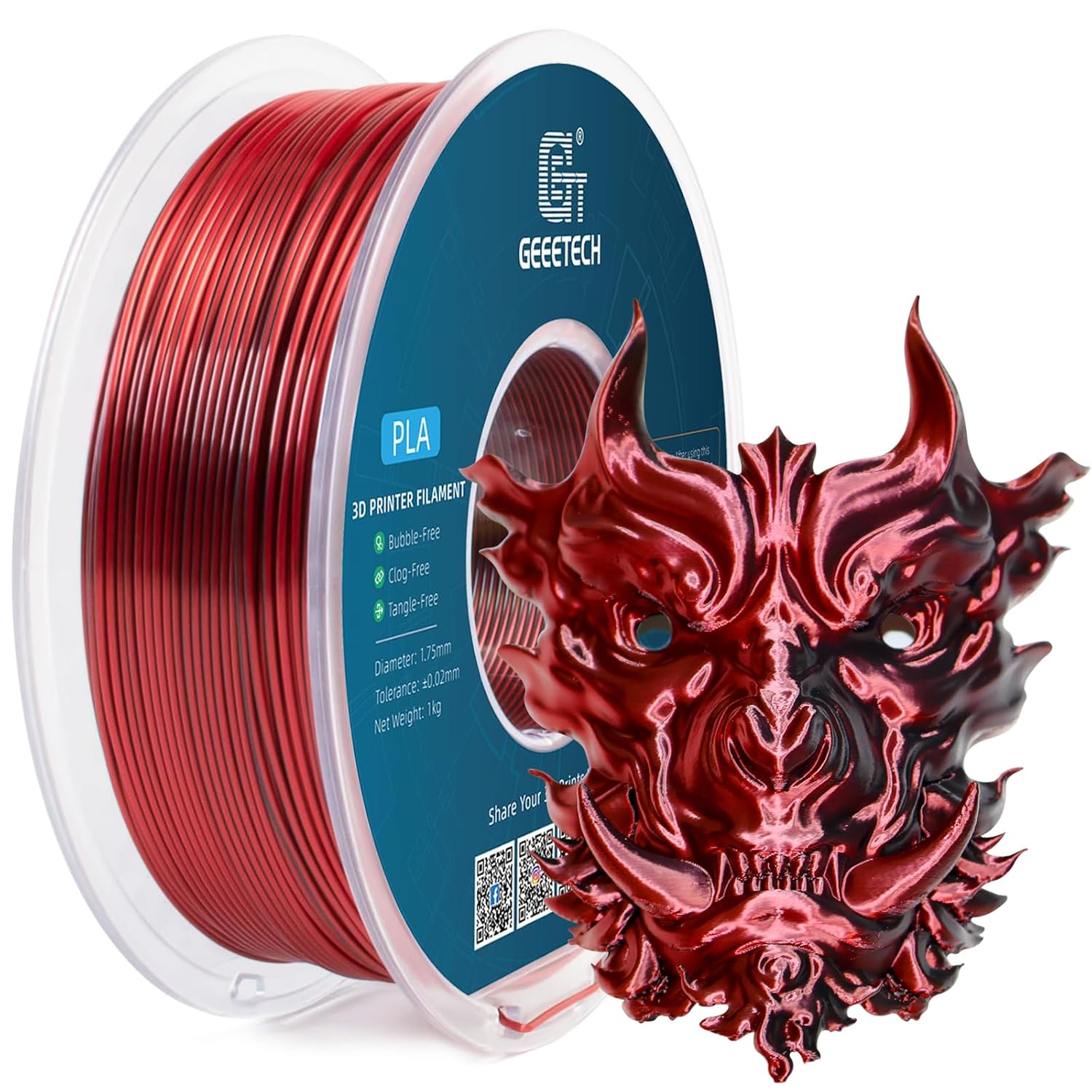 Geeetech 3D Printer Filament 1.75mm 1KG/Roll Silk PLA Dual Color Consumables US