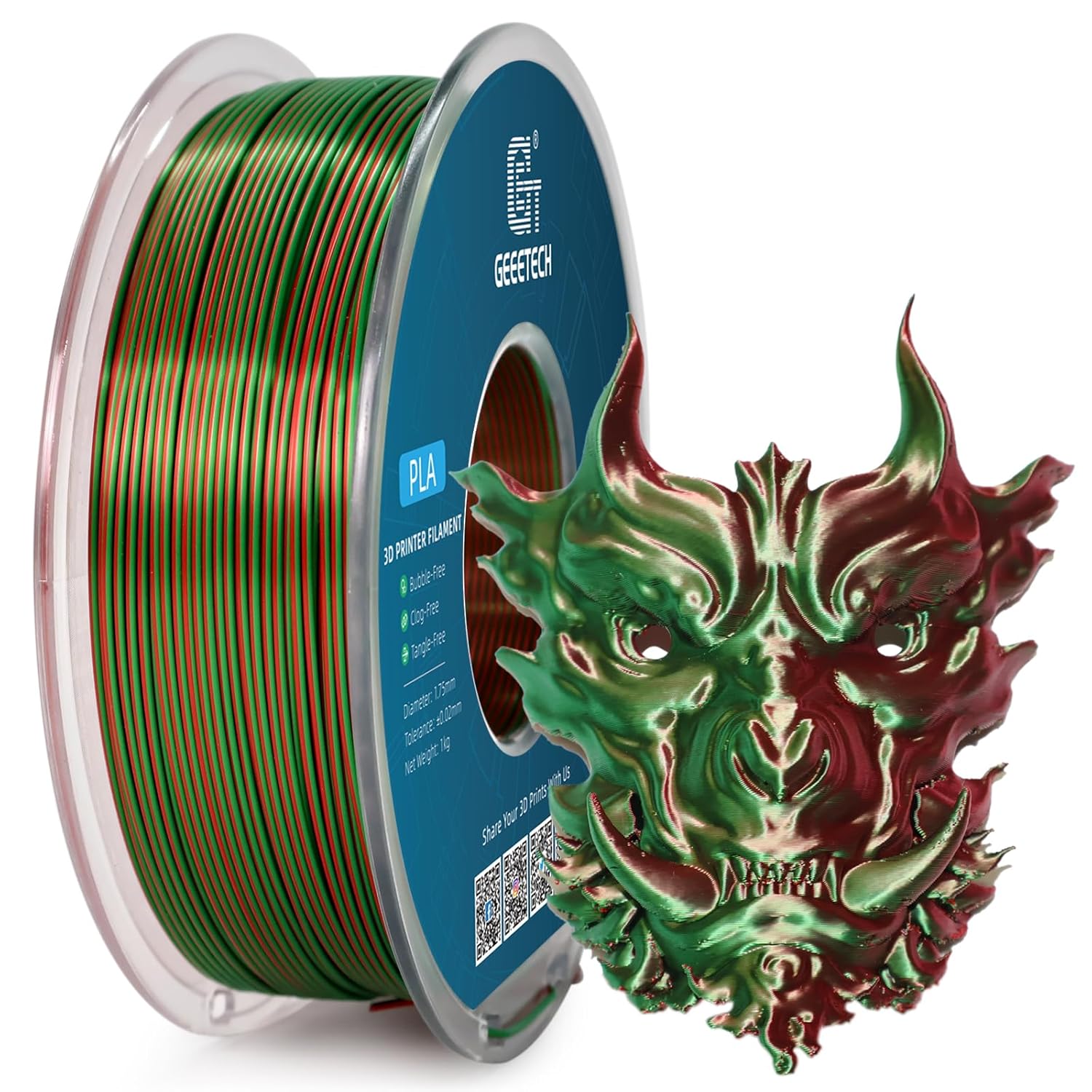 Geeetech 3D Printer Filament 1.75mm 1KG/Roll Silk PLA Dual Color Consumables US