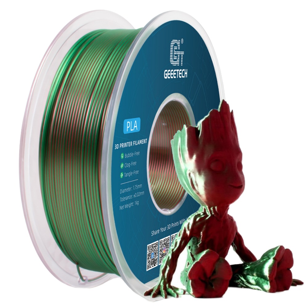 Geeetech 3D Printer Filament 1.75mm 1KG/Roll Silk PLA Dual Color Consumables US