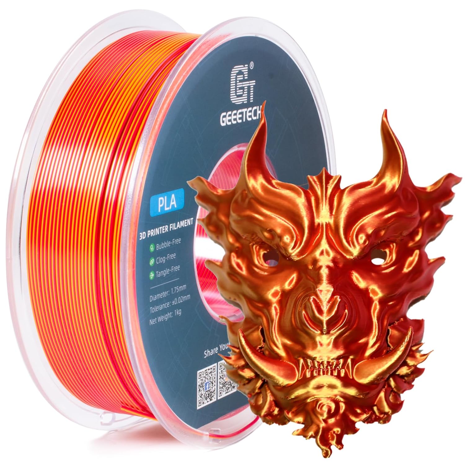 Geeetech 3D Printer Filament 1.75mm 1KG/Roll Silk PLA Dual Color Consumables US