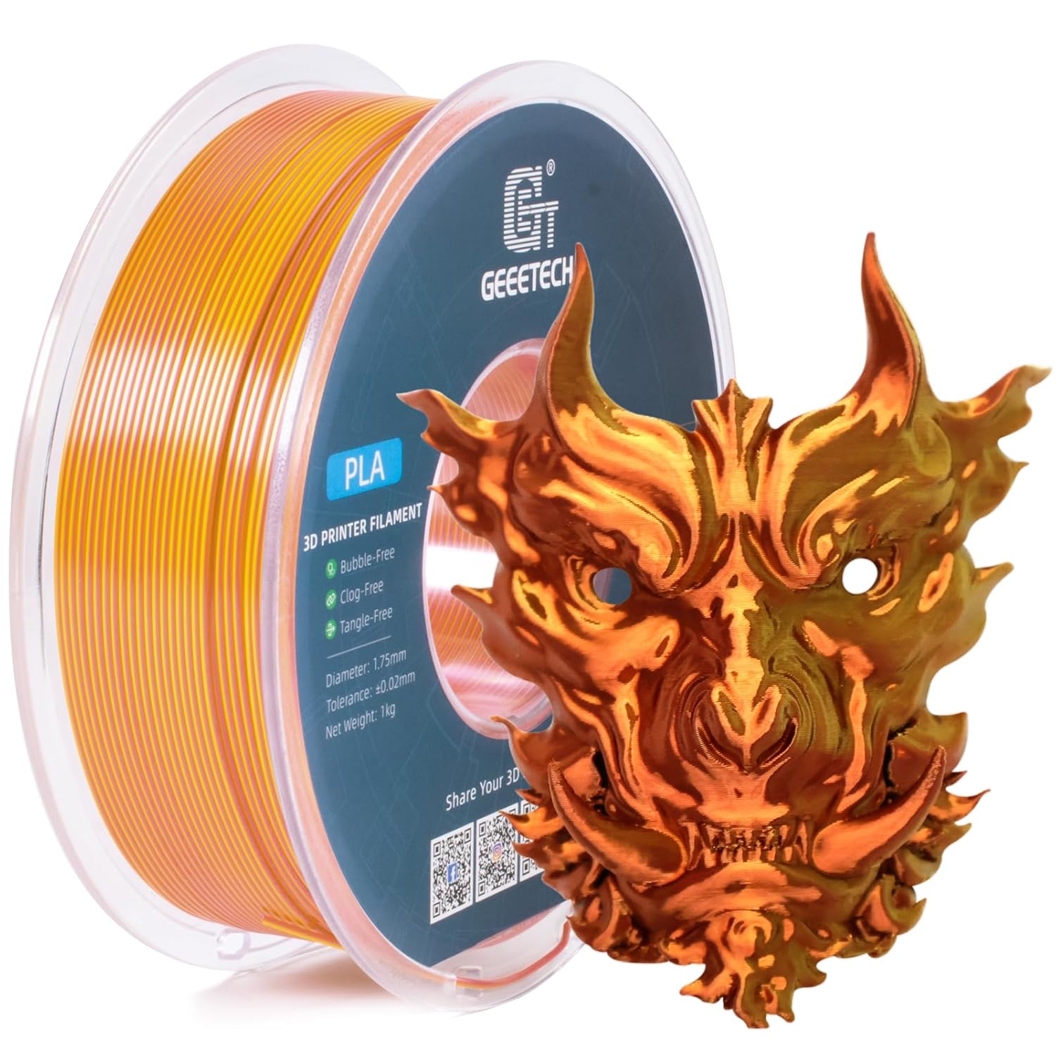 Geeetech 3D Printer Filament 1.75mm 1KG/Roll Silk PLA Dual Color Consumables US