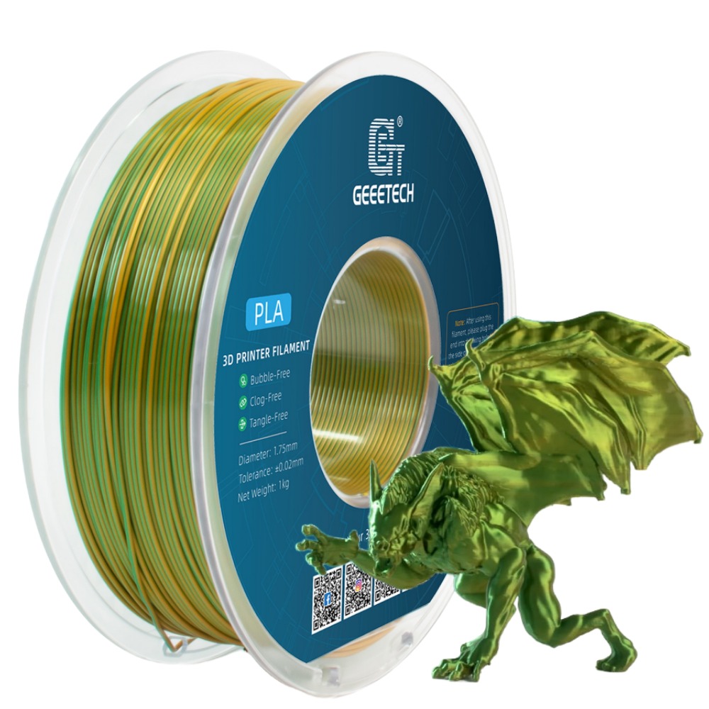 Geeetech 3D Printer Filament 1.75mm 1KG/Roll Silk PLA Dual Color Consumables US