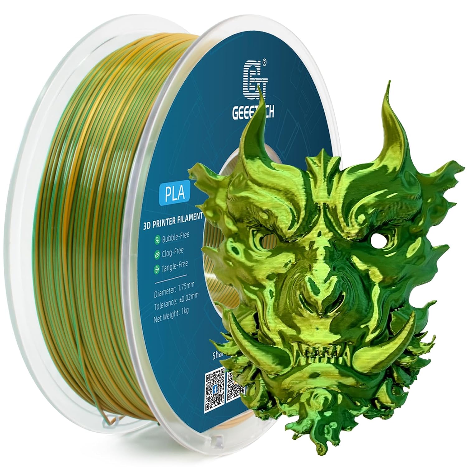 Geeetech 3D Printer Filament 1.75mm 1KG/Roll Silk PLA Dual Color Consumables US