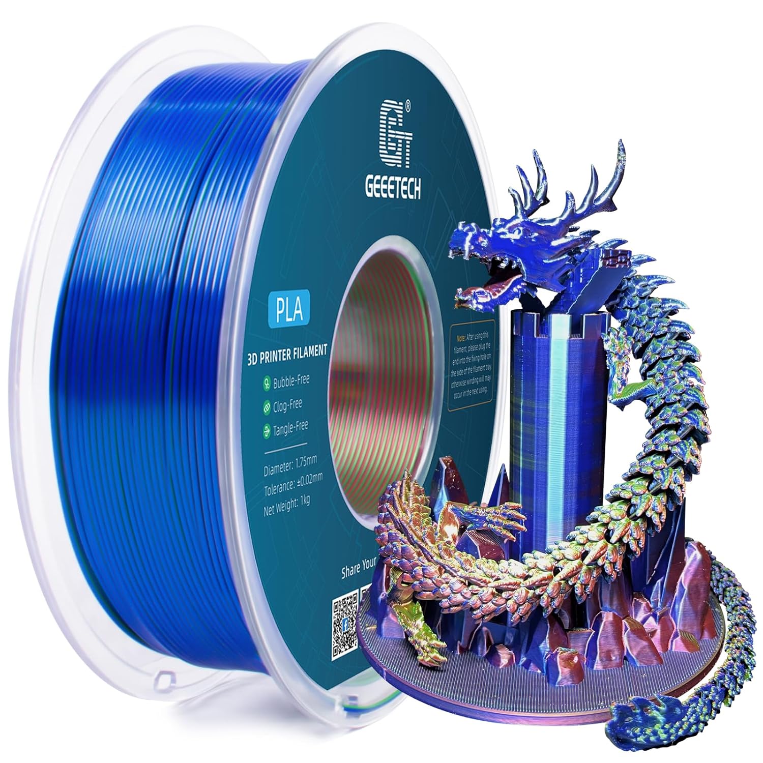 Geeetech 3D Printer Filament 1.75mm 1KG Silk Tricolor PLA Multi-color available