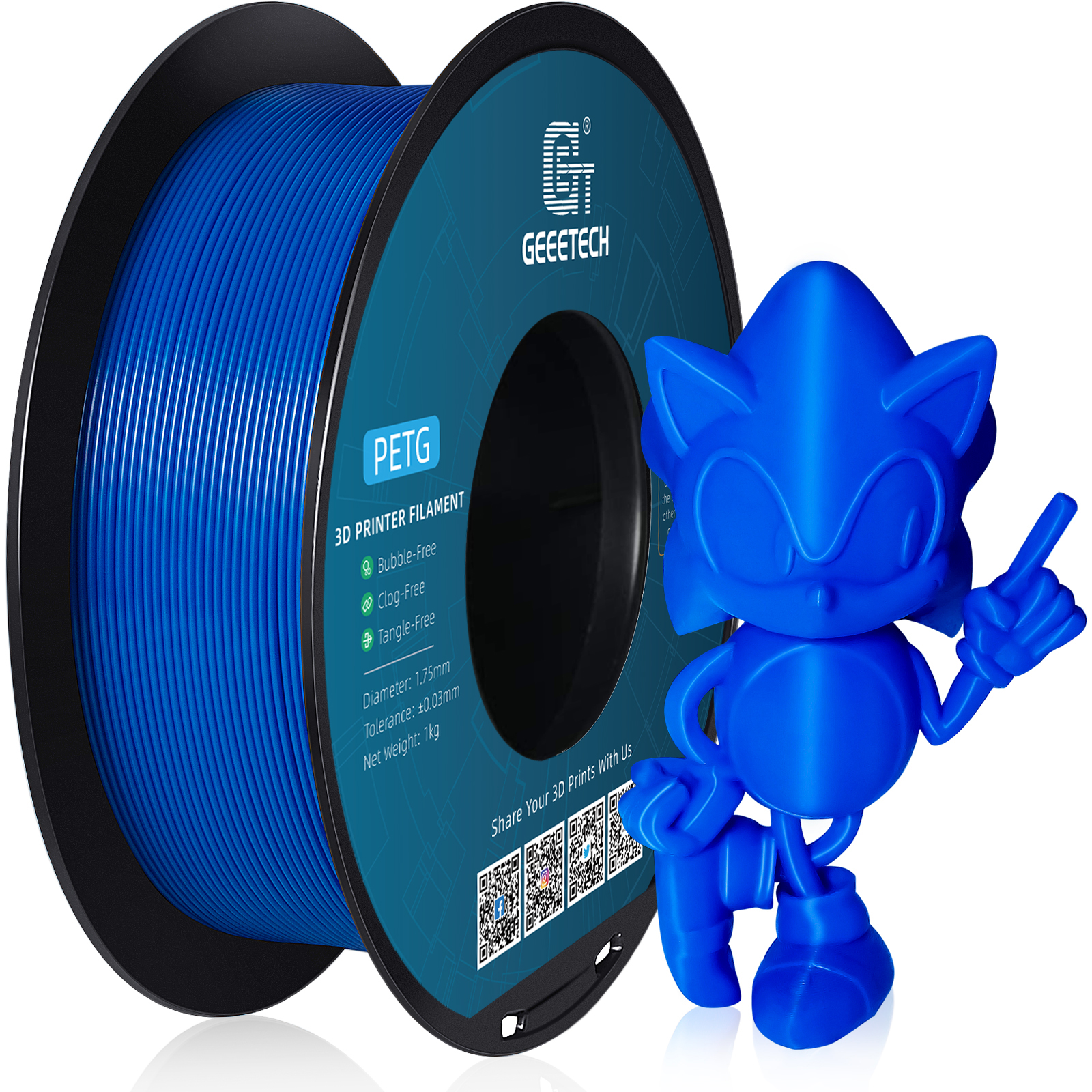 Filamento para impresora 3D Geeetech 5 kg 1 kg/rollo 1,75 mm PETG fuerte + duradero multicolor - Imagen 15 de 24