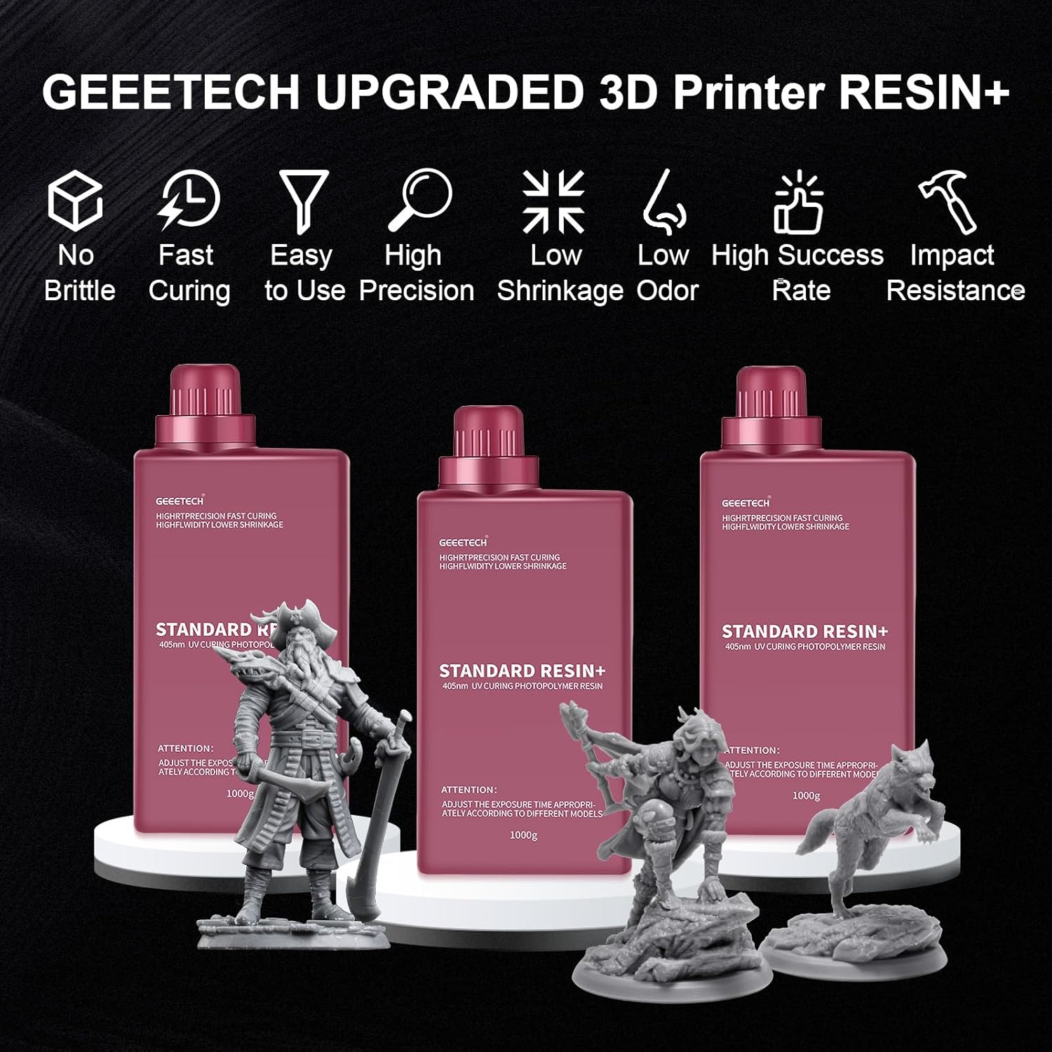 5/10 kg Geeetech resina estándar curado UV rápido 1 kg/botella para impresora 3D DLP/LCD - Imagen 73 de 81