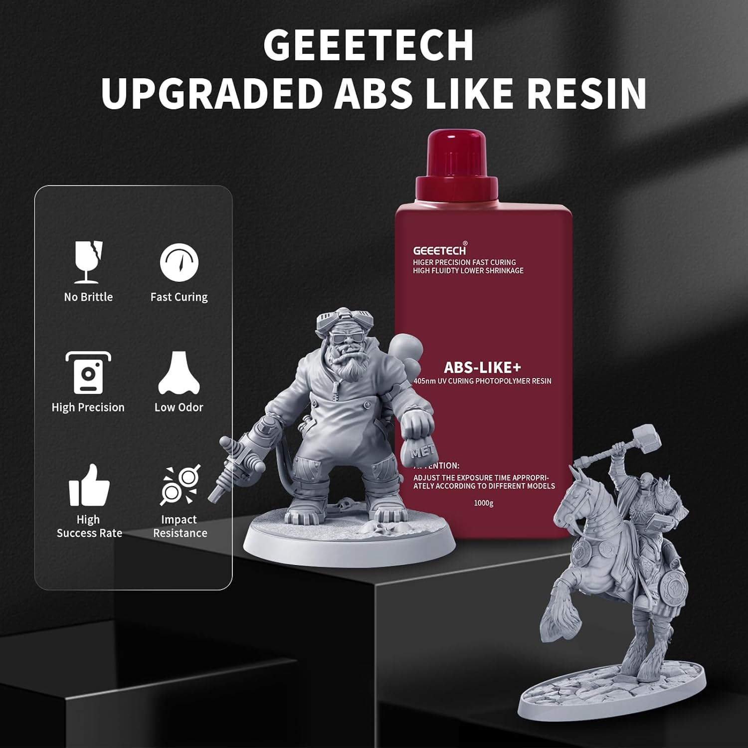GEEETECH Resina simile all'ABS 1 KG/bottiglia 405 nm polimerizzazione UV per stampanti 3D LCD DLP resina - Foto 69 di 90