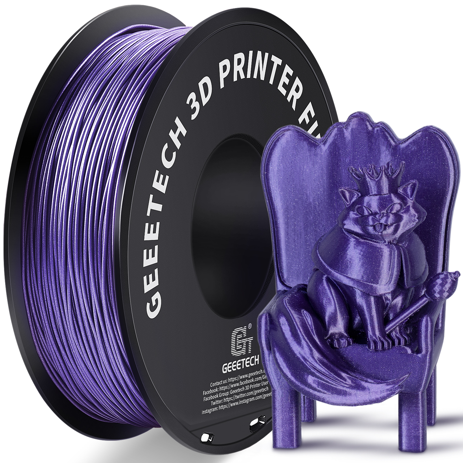 NEW GEEETECH 3D Printer Filament 1.75MM 1KG PLA/TPU/ABS+/PETG/Silk/Matte/HS-PLA - Afbeelding 100 van 298