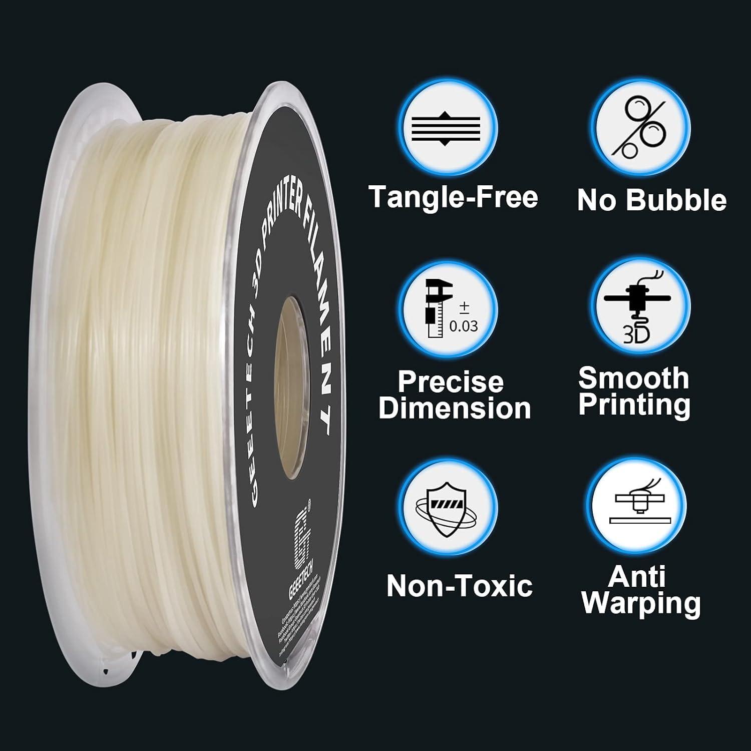 NEW GEEETECH 3D Printer Filament 1.75MM 1KG PLA/TPU/ABS+/PETG/Silk/Matte/HS-PLA - Afbeelding 251 van 298